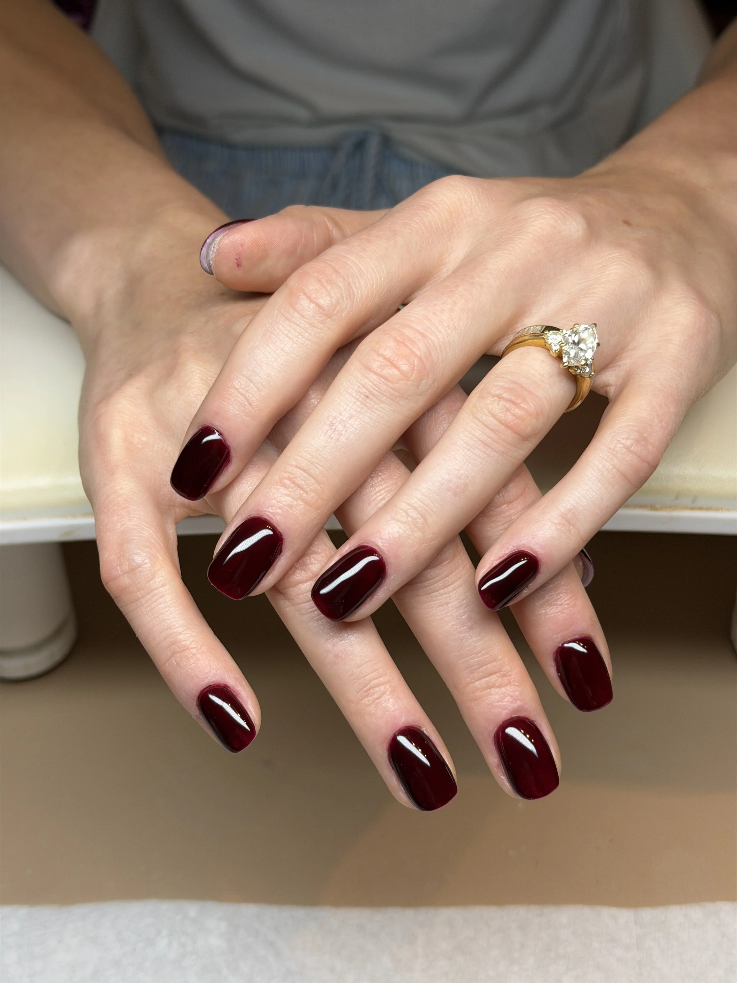 Blue hard gel manicure in Denver from Mila at NashlyNails