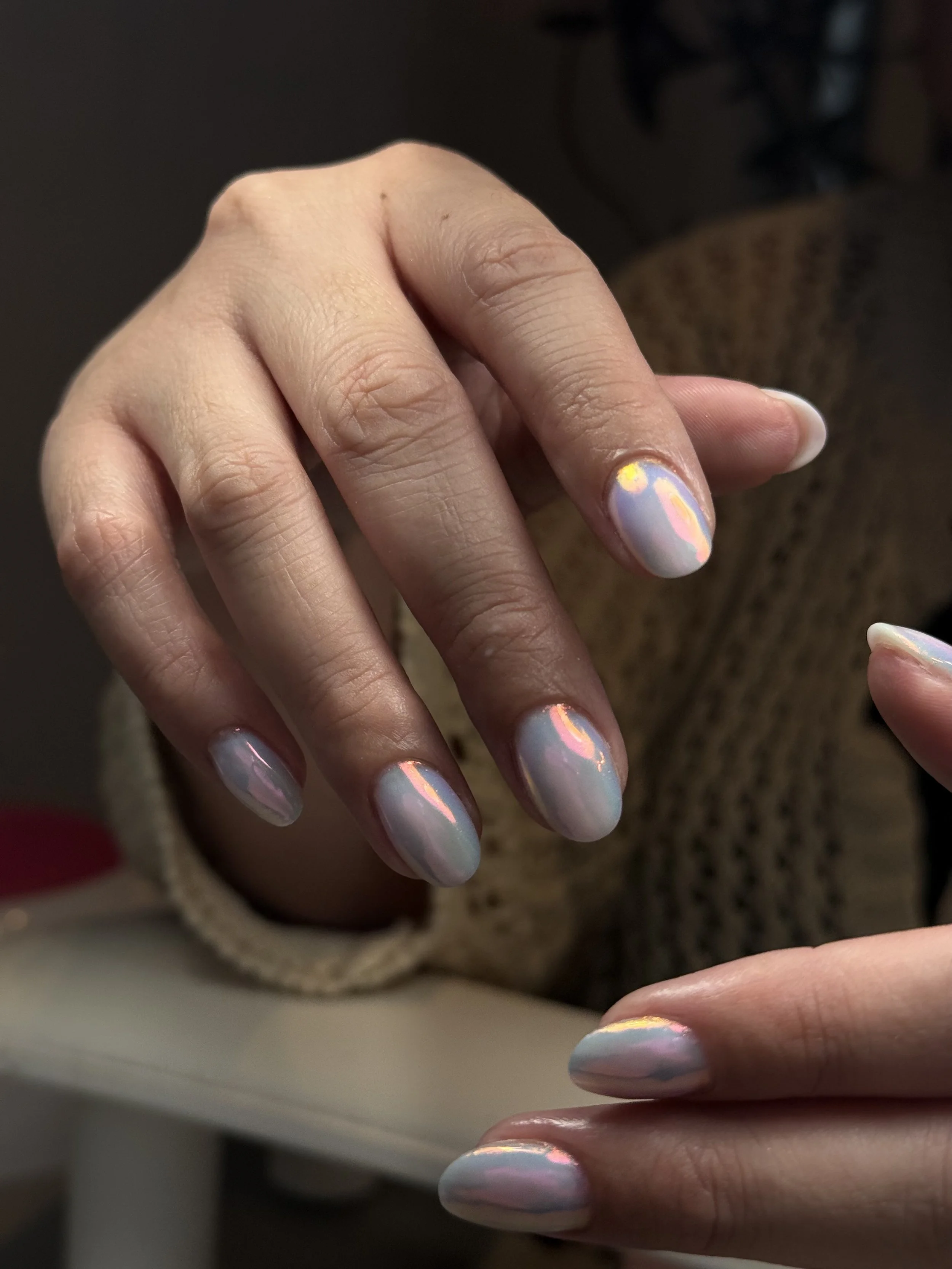 Blue hard gel manicure in Denver from Mila at NashlyNails