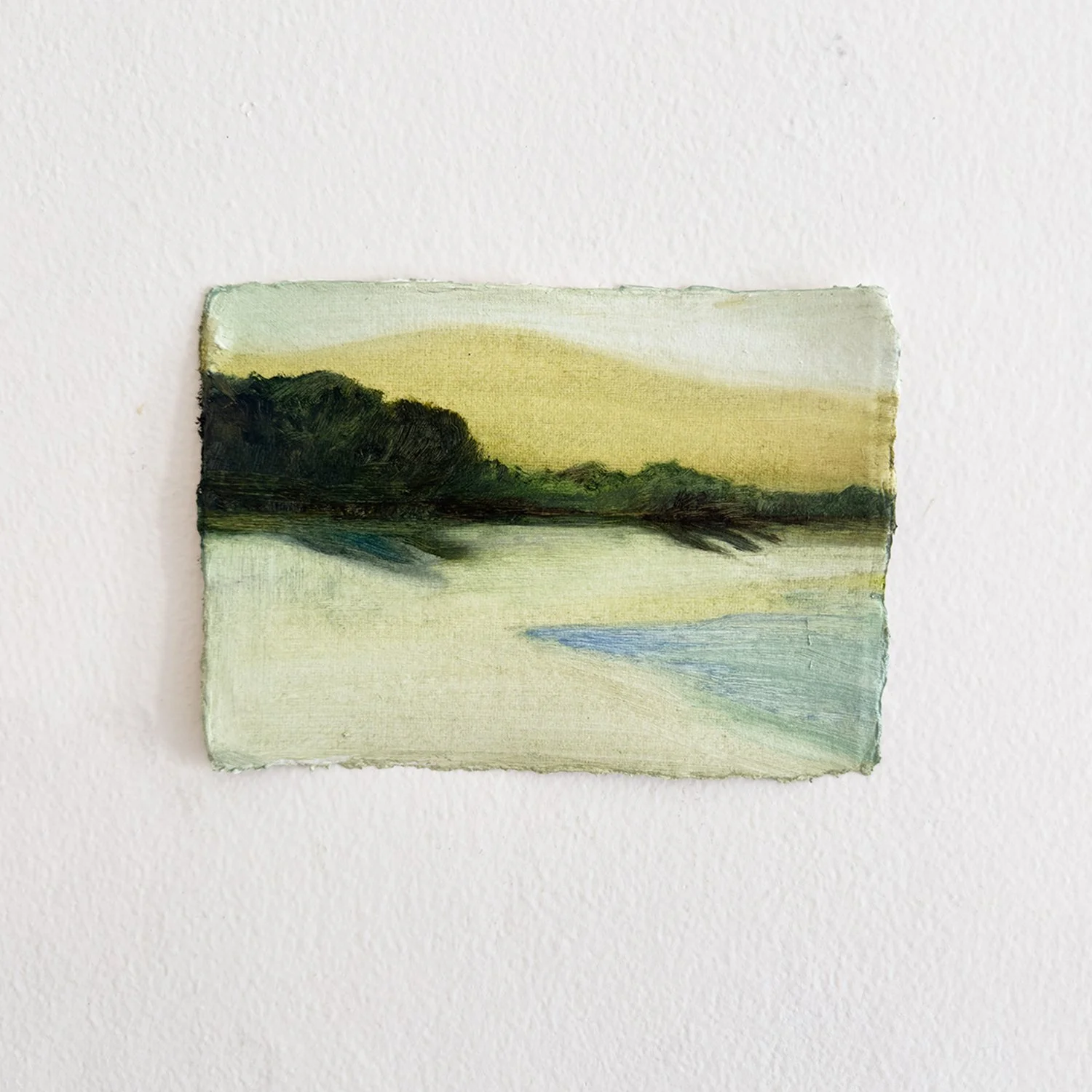 A Desolate Shore, oil on Khadi paper, 15.5 x 22 cm, 2025