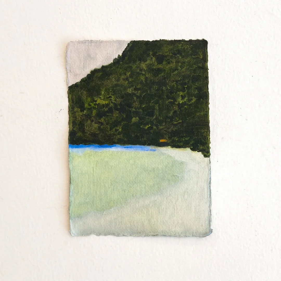 Quiet Water, oil on Khadi paper, 15.5 x 21.5 cm, 2025