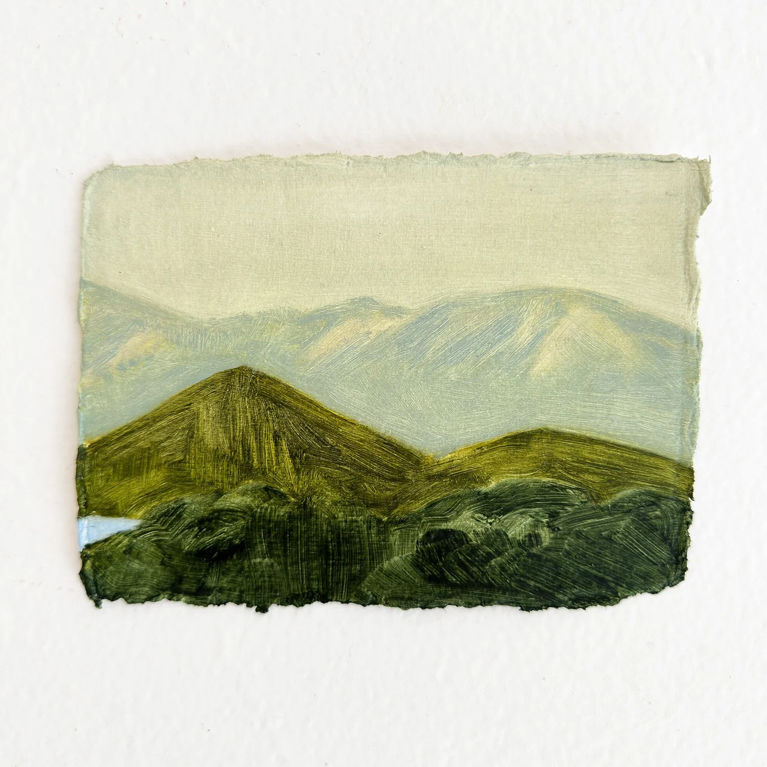 Beyond, oil on Khadi paper, 11.5 x 15.5 cm, 2025. Sold.