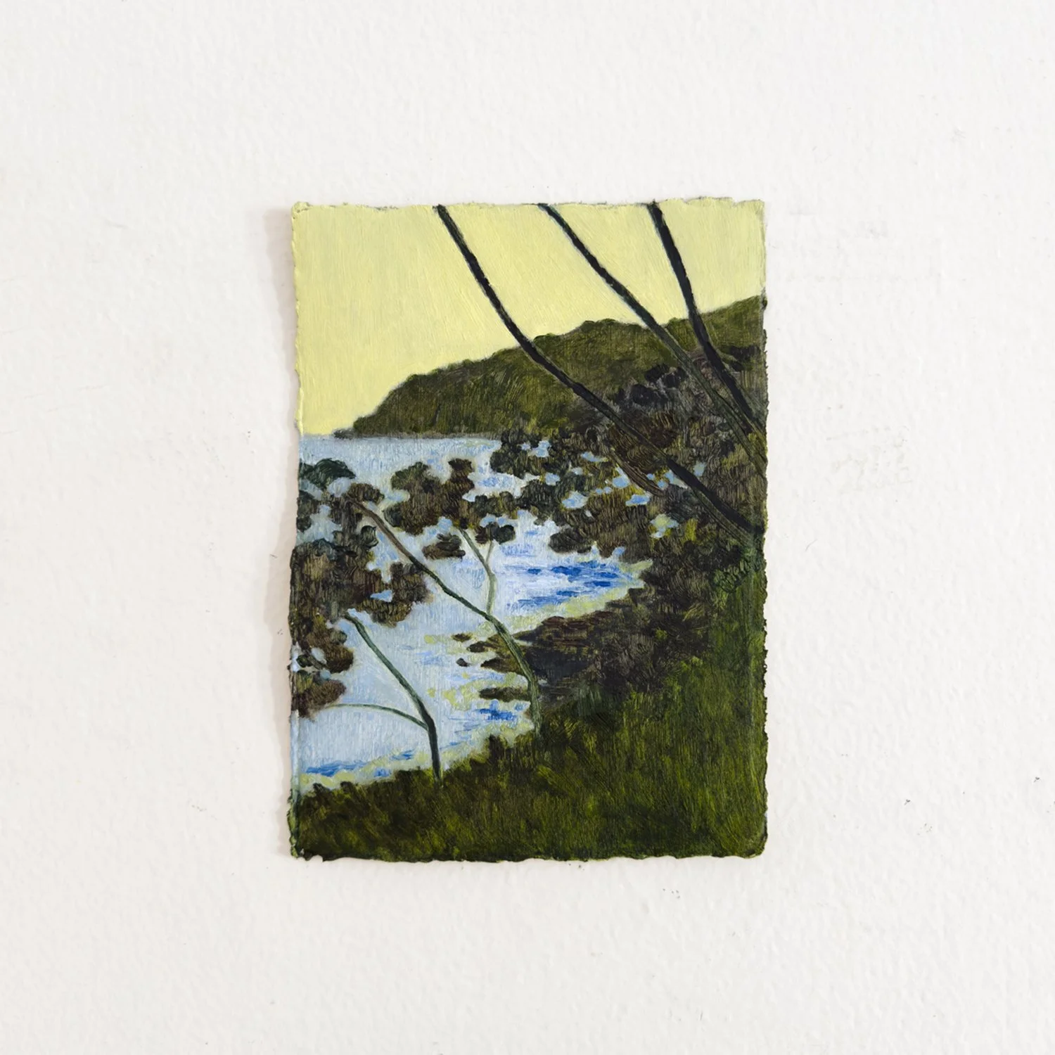 Blue Shimmer, oil on Khadi paper, 15.5 x 21.5 cm, 2025