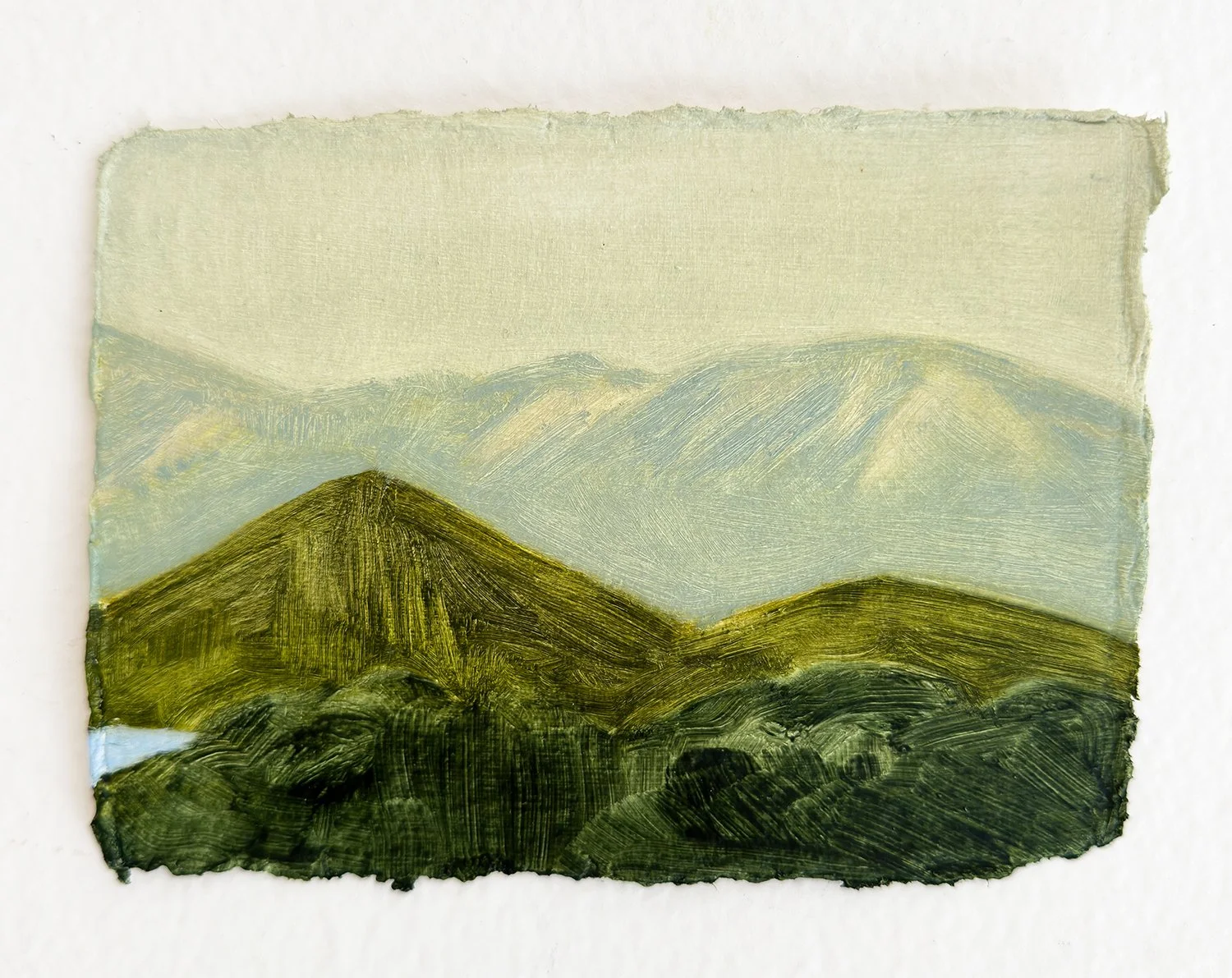 'Beyond', oil on Khadi paper, 11,5 x 15,5 cm, 2025. Sold