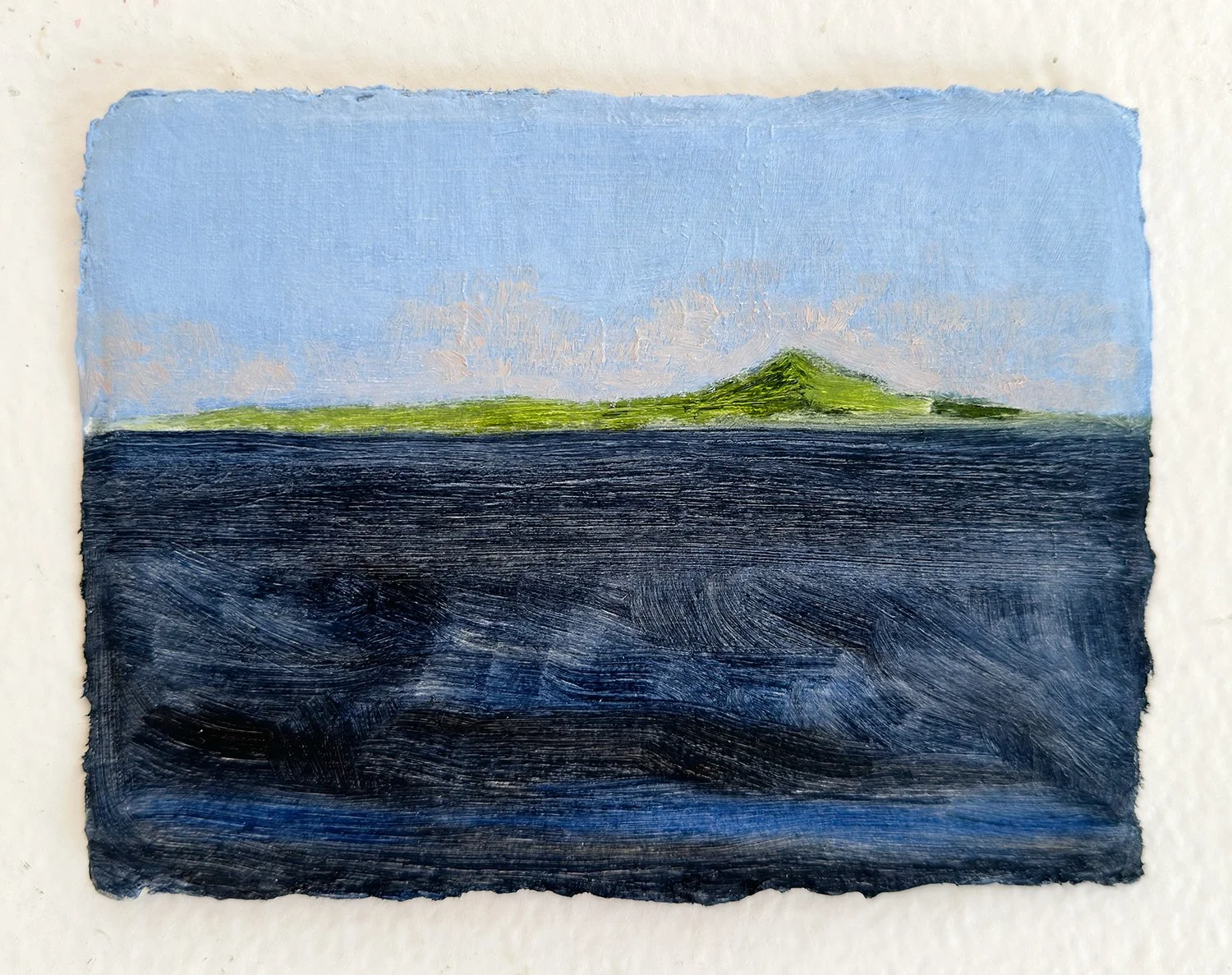 '2000 Miles Away', oil on Khadi paper, 11,5 x 15,5 cm, 2025