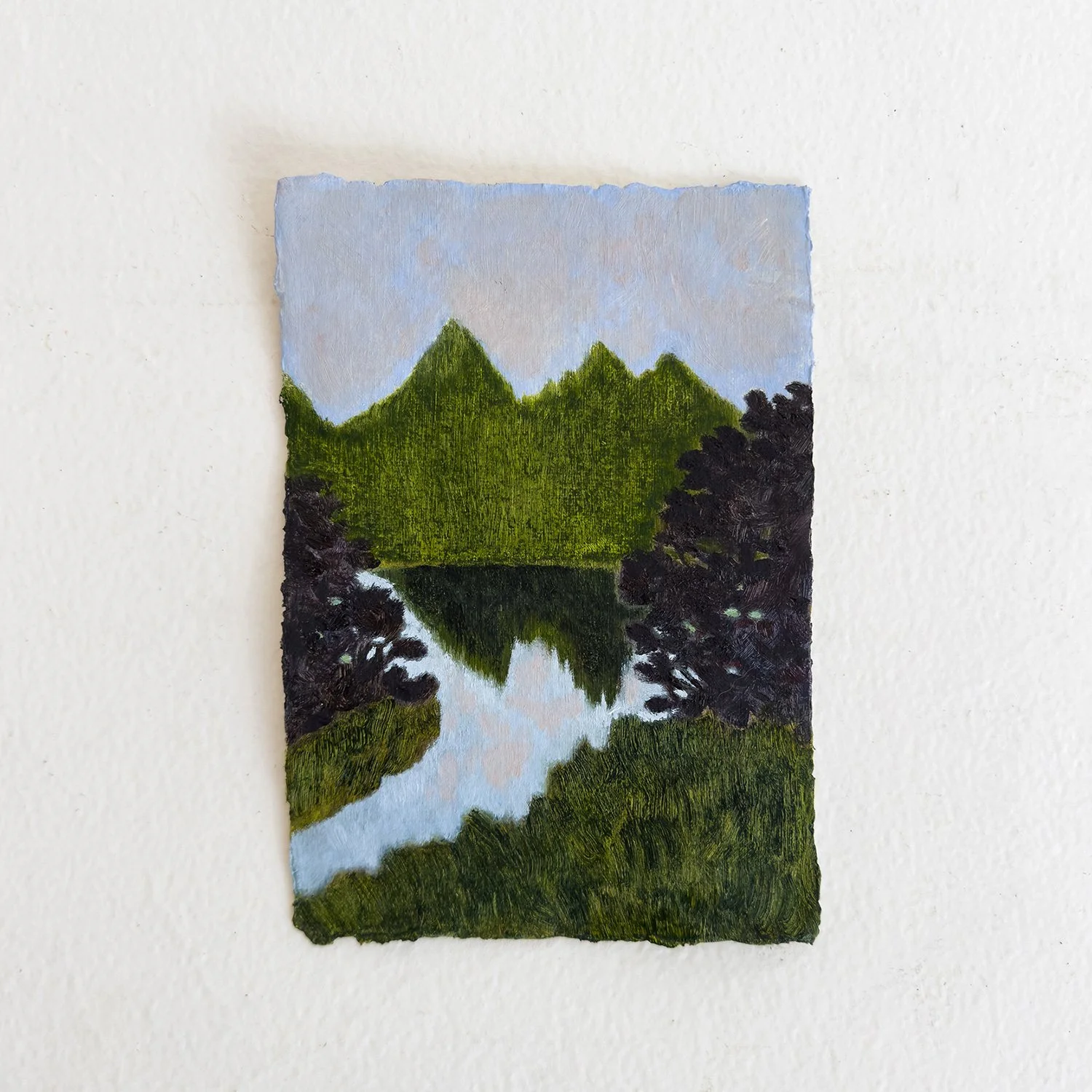 Lost In a Reverie, oil on Khadi paper, 15 x 21,5 cm, 2025. Sold.