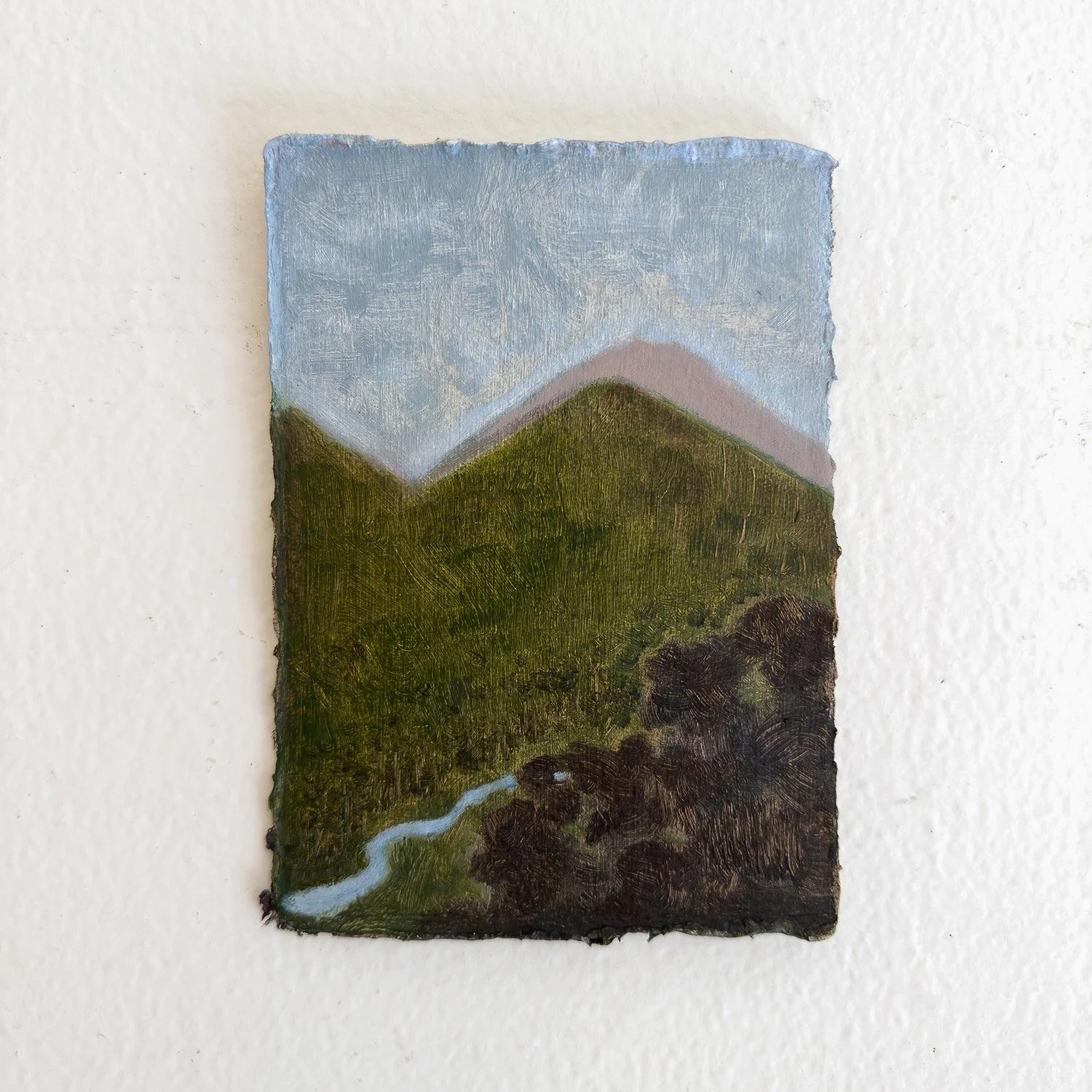 The River Runs Deep, oil on Khadi paper, 11,5 x 15 cm, 2025. Sold.