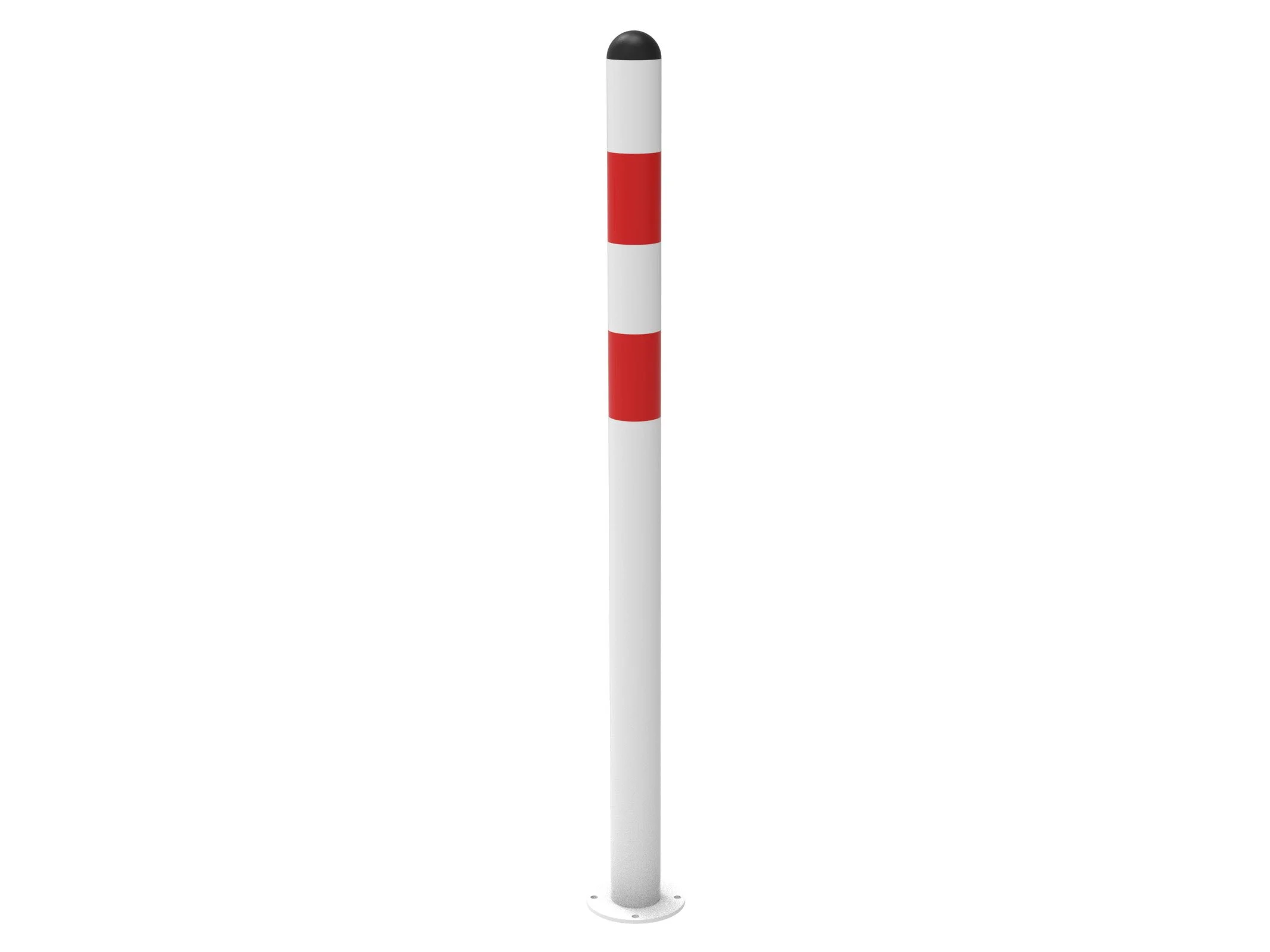 Dissuasore modello semplice bianco con due fasce rosse e tappo nero. Con piastra