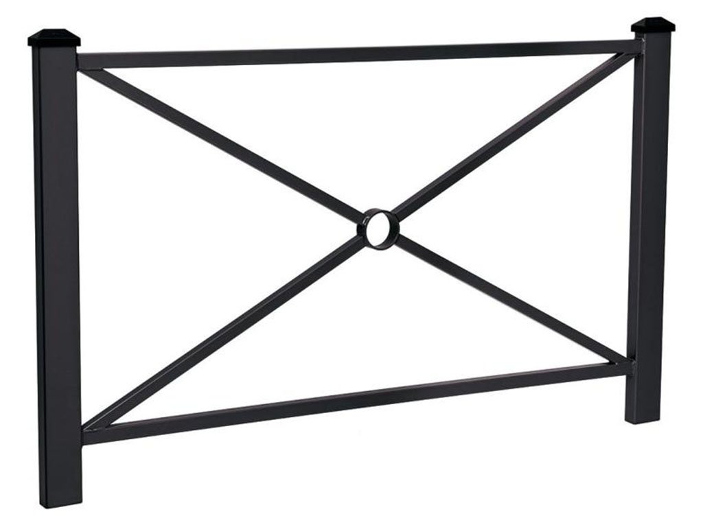 Transenna modello Pagoda sostenuta da due montanti in tubo quadro con alla sommità due terminali "a diamante" in fusione d' alluminio antracite 1572mm