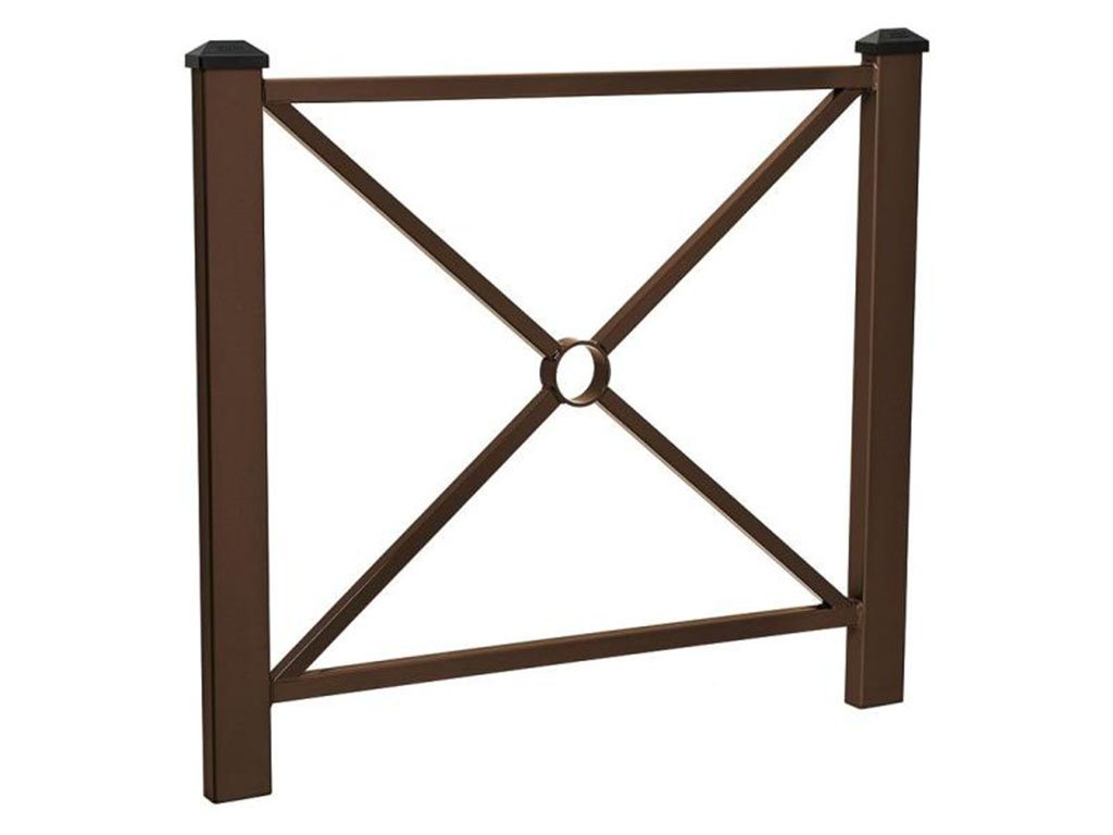 Transenna modello Pagoda sostenuta da due montanti in tubo quadro con alla sommità due terminali "a diamante" in fusione d' alluminio marrone 1072mm