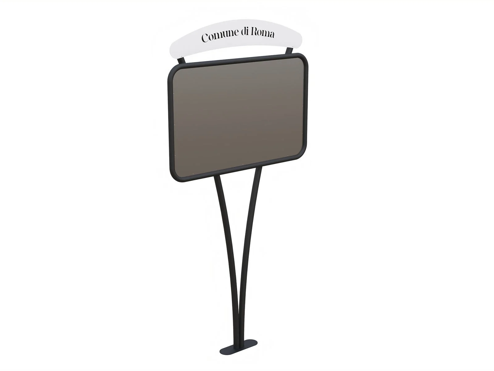 Tabellone Spring in tubolare in acciaio tondo curvato con targa personalizzabile con pannello 90x150 cm