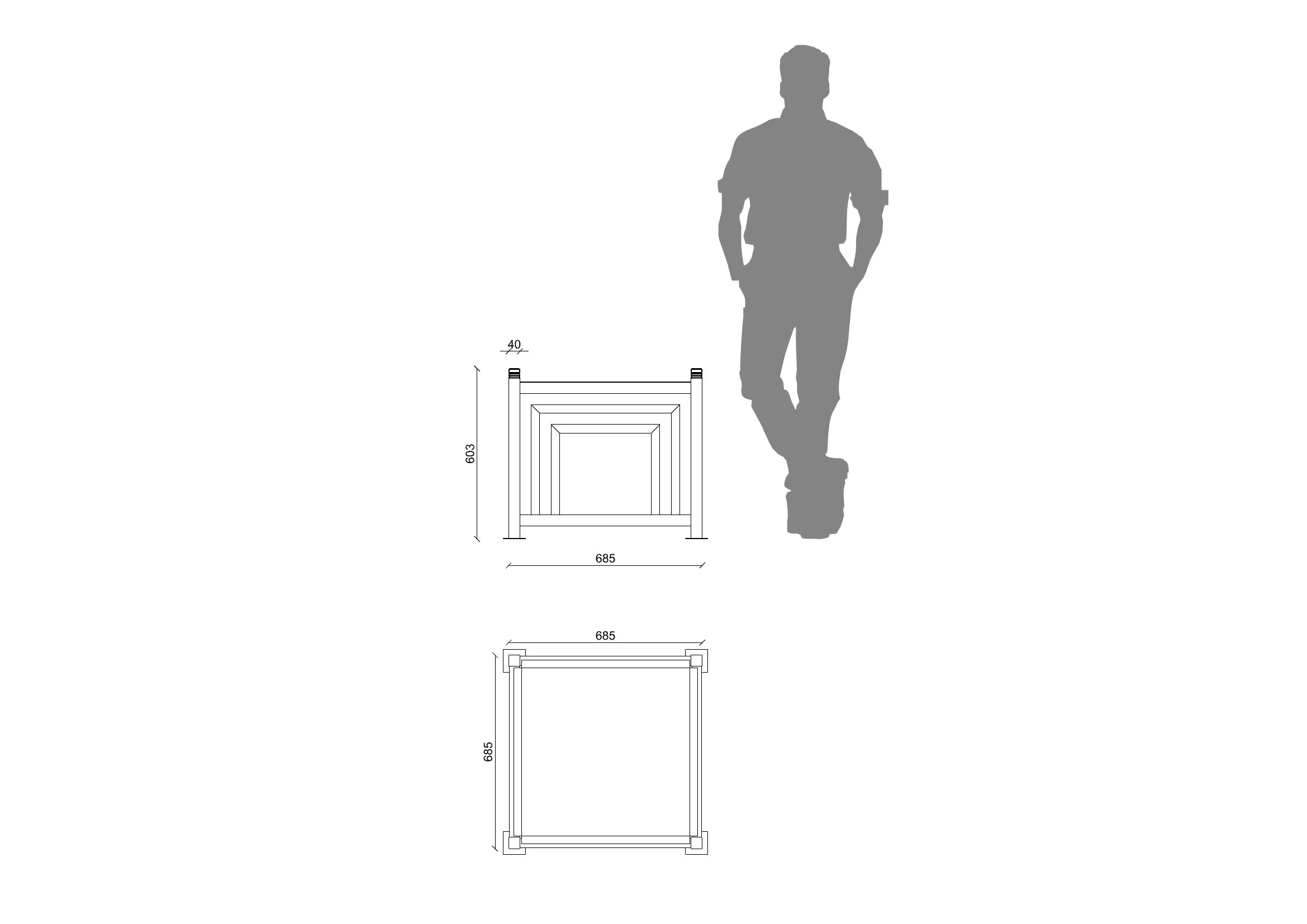 Fioriera  Mackintosh con targa dimensioni