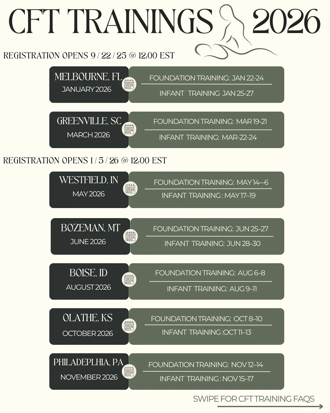 2026 Craniosacral Fascial Training Dates! Visit our website (link in bio) to learn more and sign up!

#craniosacraltherapy #myofascialrelease #craniosacralfascialtherapy #gillespieapproach #naturalhealth #brainhealth #Fascia #fasciafaq #faq #cft #cft