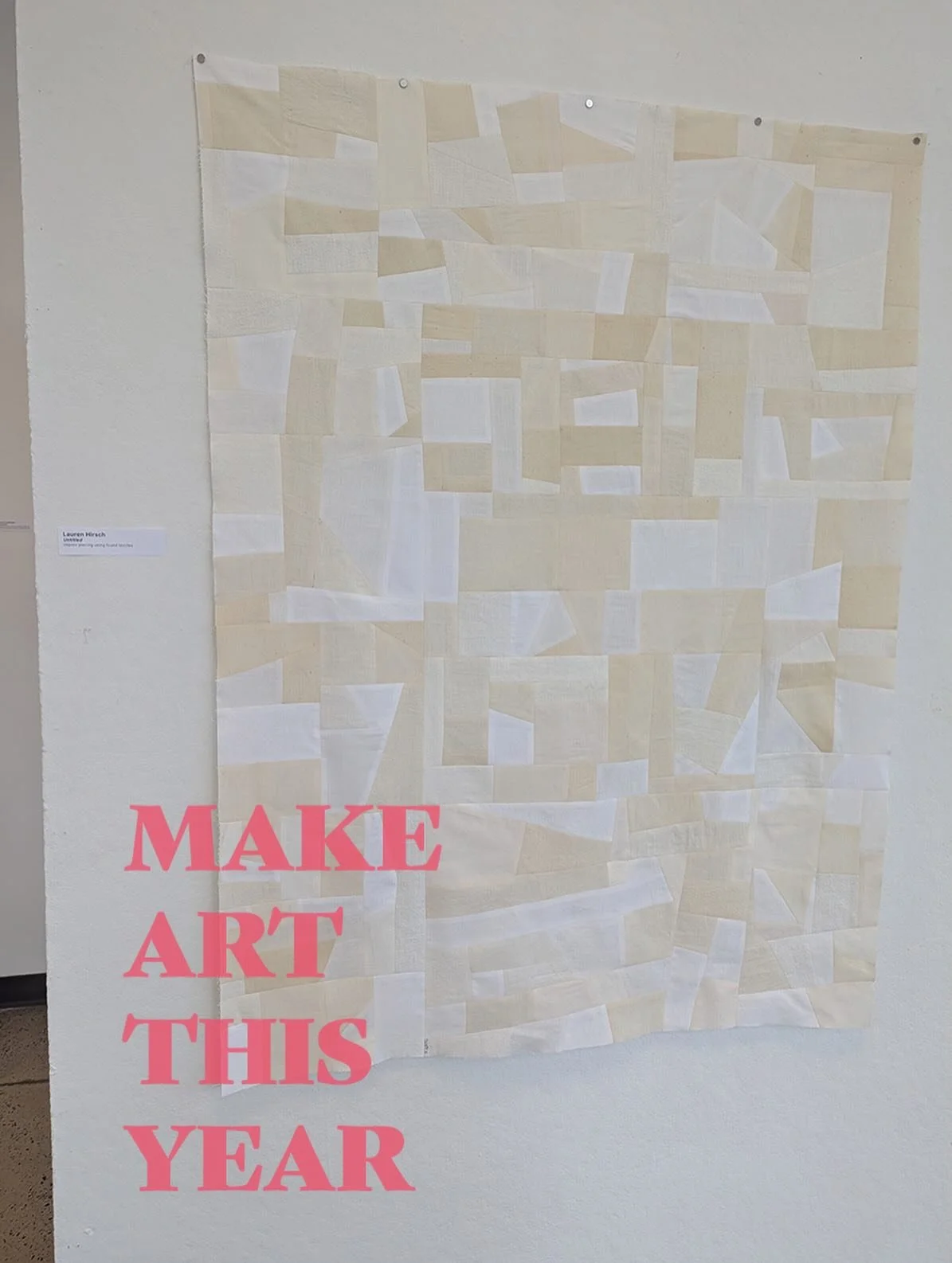 Improv piecing using found textiles by Lauren Hirsch, Fun-A-Day 2025. Zoom in!