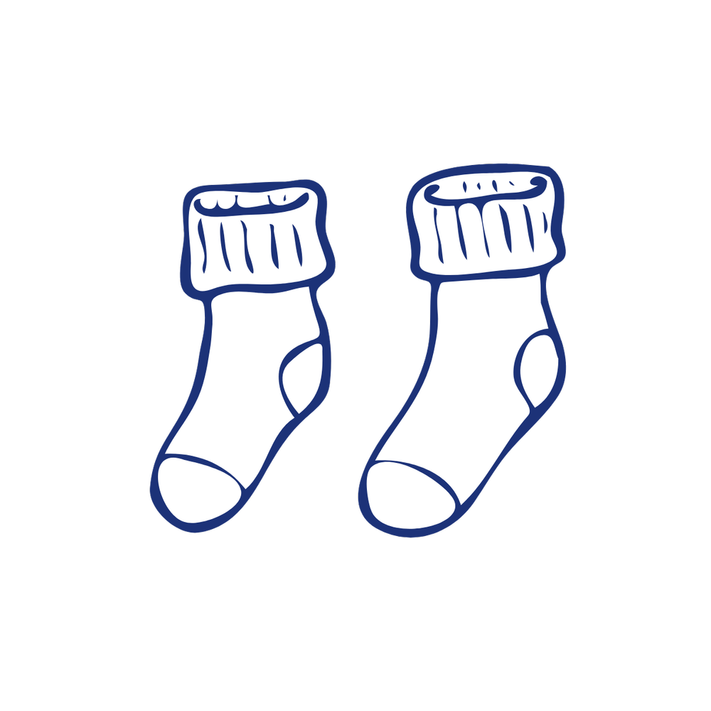blue graphic illustration of a pair of children's socks