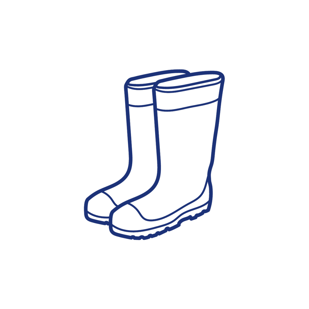 blue graphic illustration of a child's rainboots