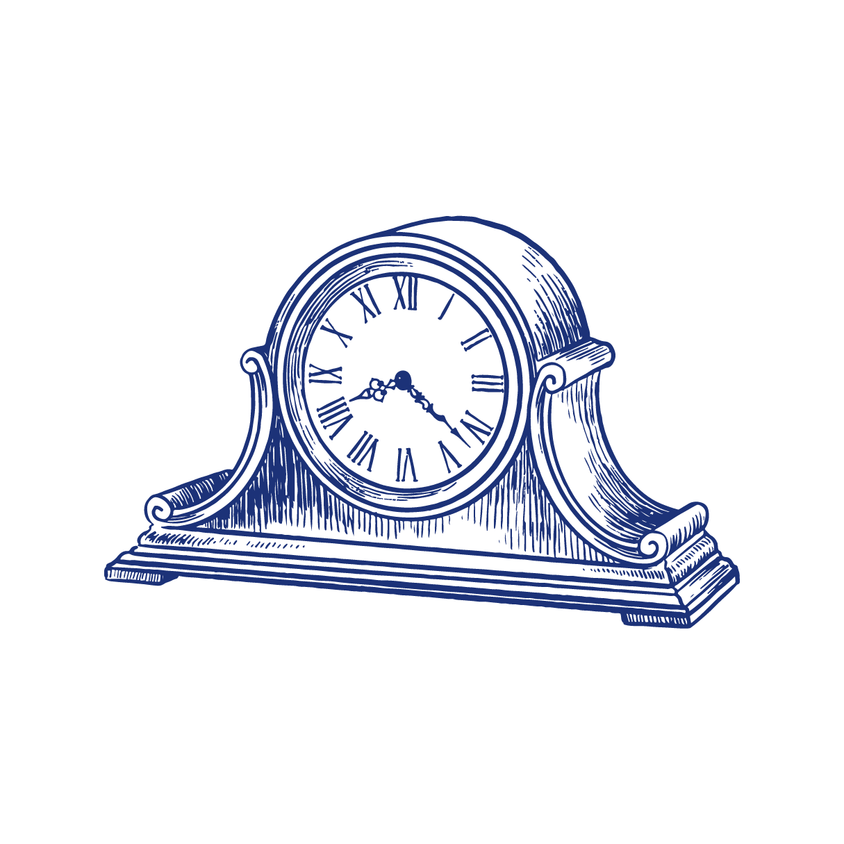 blue illustration of an antique clock