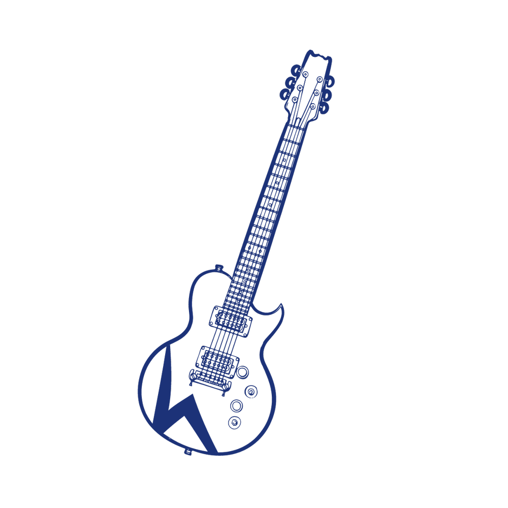 blue illustration of an electric guitar