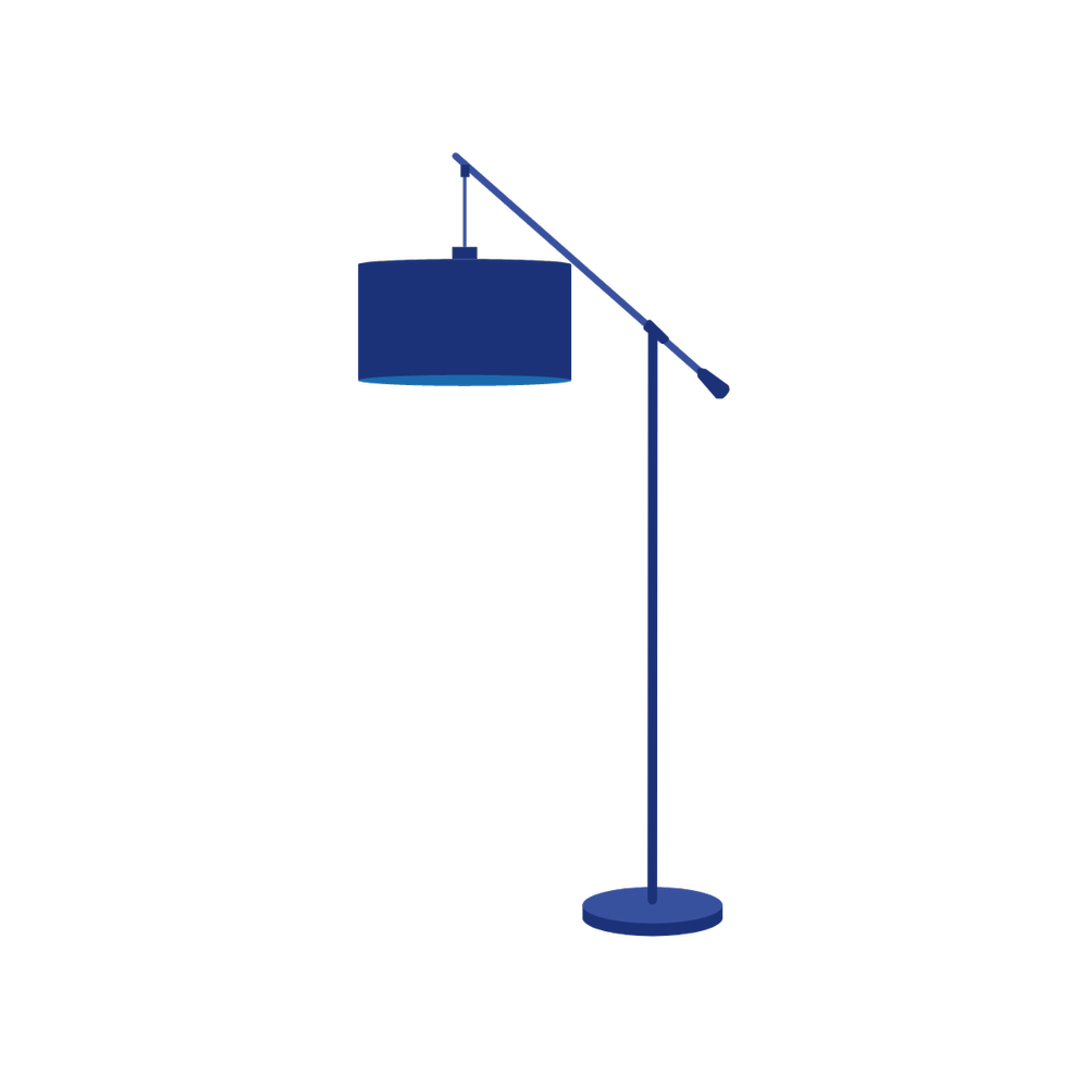 blue graphic illustration of a floor lamp