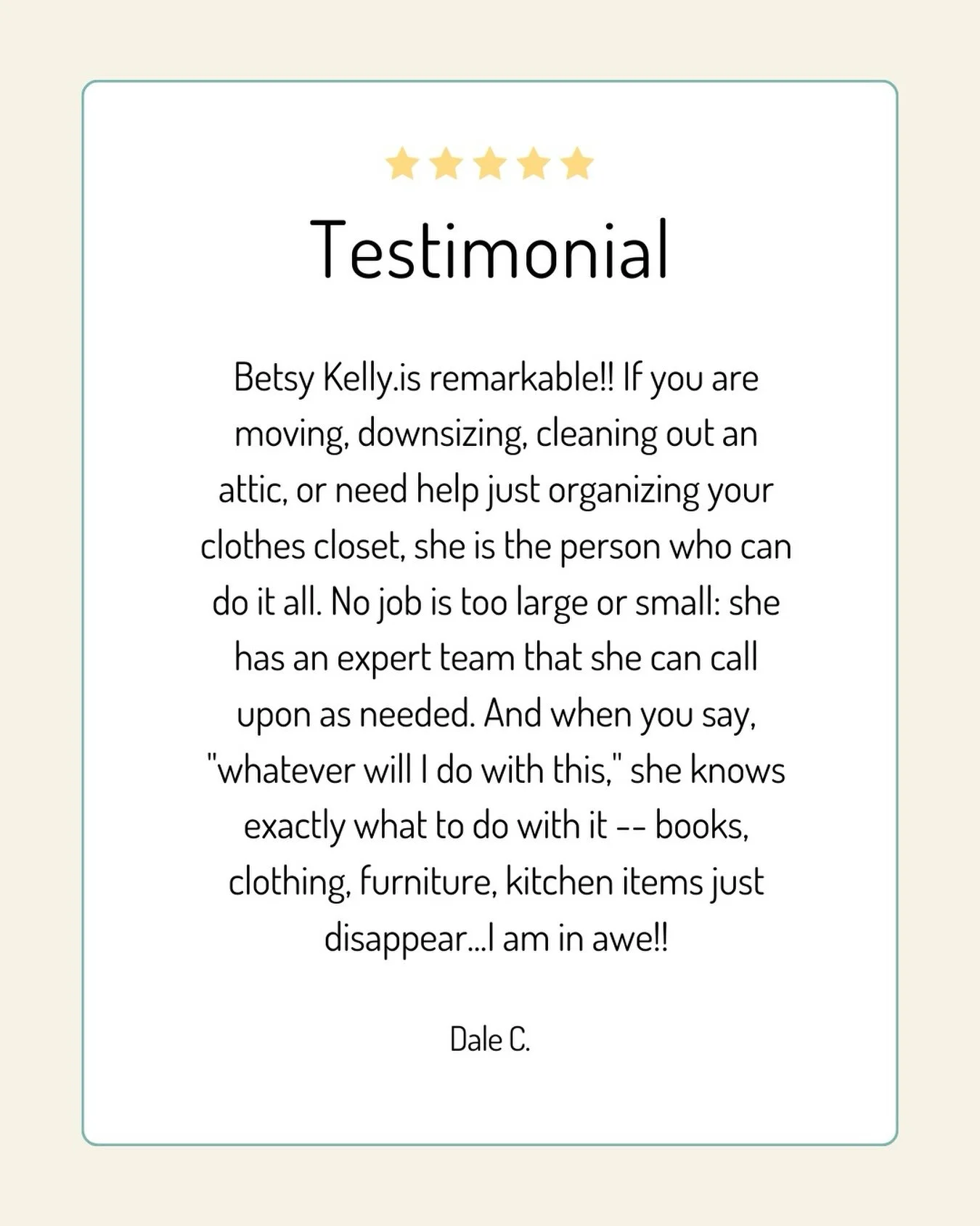Testimonial Tuesday from my amazing clients!  #ProfessionalOrganizer #MoveManagement #BKOrganizing #NewEnglandOrganizer