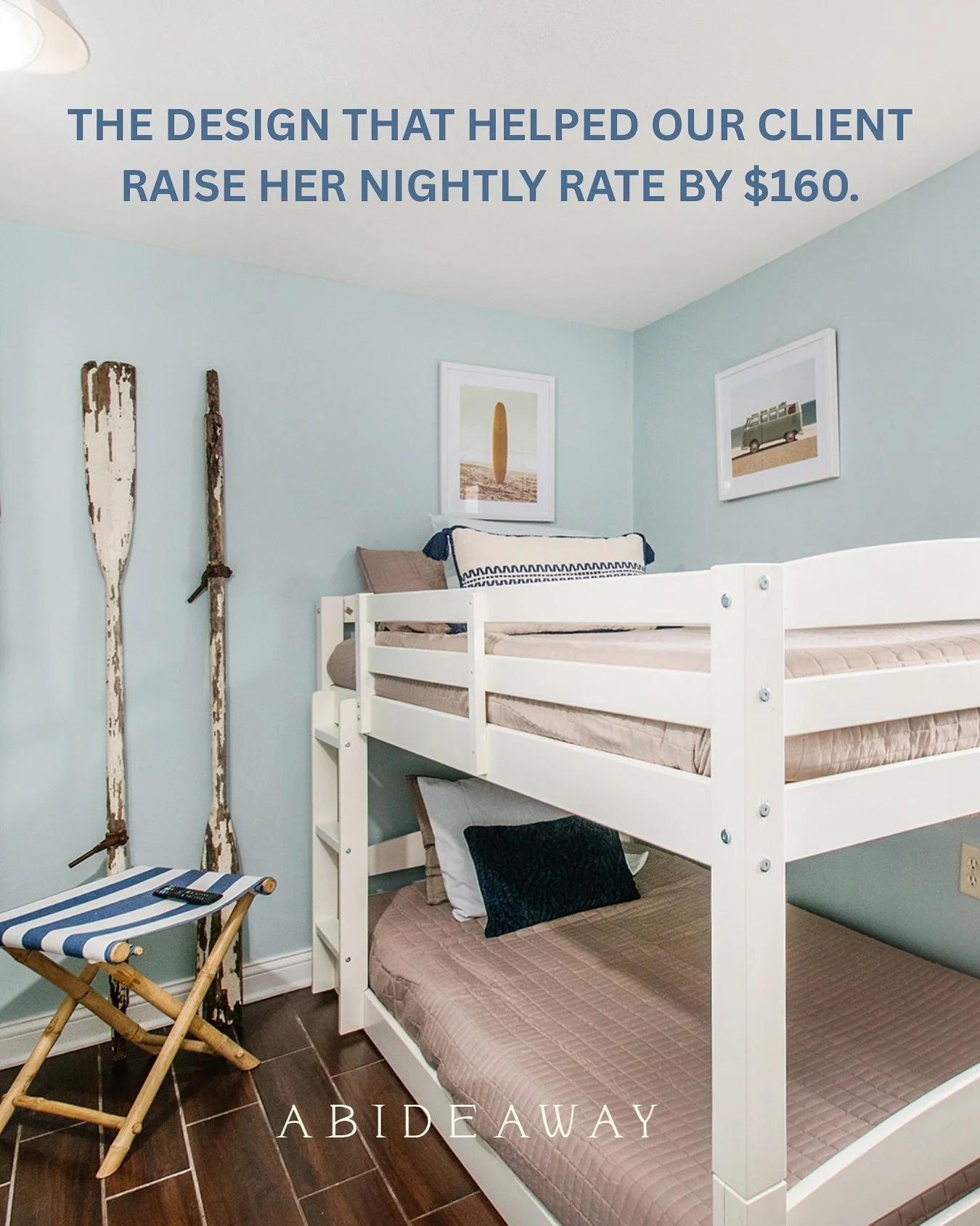 Does design reallyyyyy impact revenue?🤔

The numbers say YES. Take a look @sea.glass.cottage &mdash;

This host purchased an existing Airbnb that was renting for $200/night. After working with us to redesign the home, paint a mural, &amp; create bra