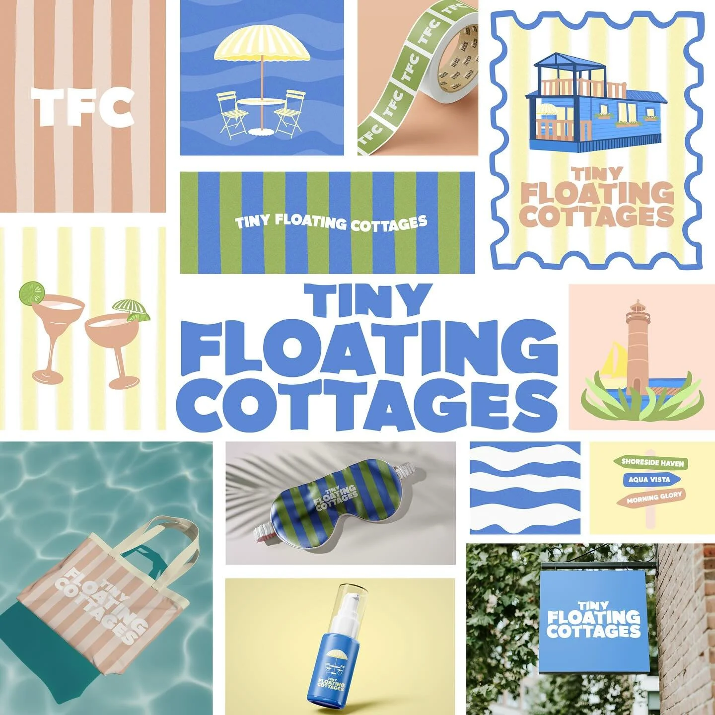 Awhile back, we created this FUN branding for a wildly different type of a stay&mdash;the house-meets-boat combo in @southhaven.michigan. 

Olivia and I finally got the chance to see the Tiny Floating Cottages in person last weekend&mdash;rooftop dec