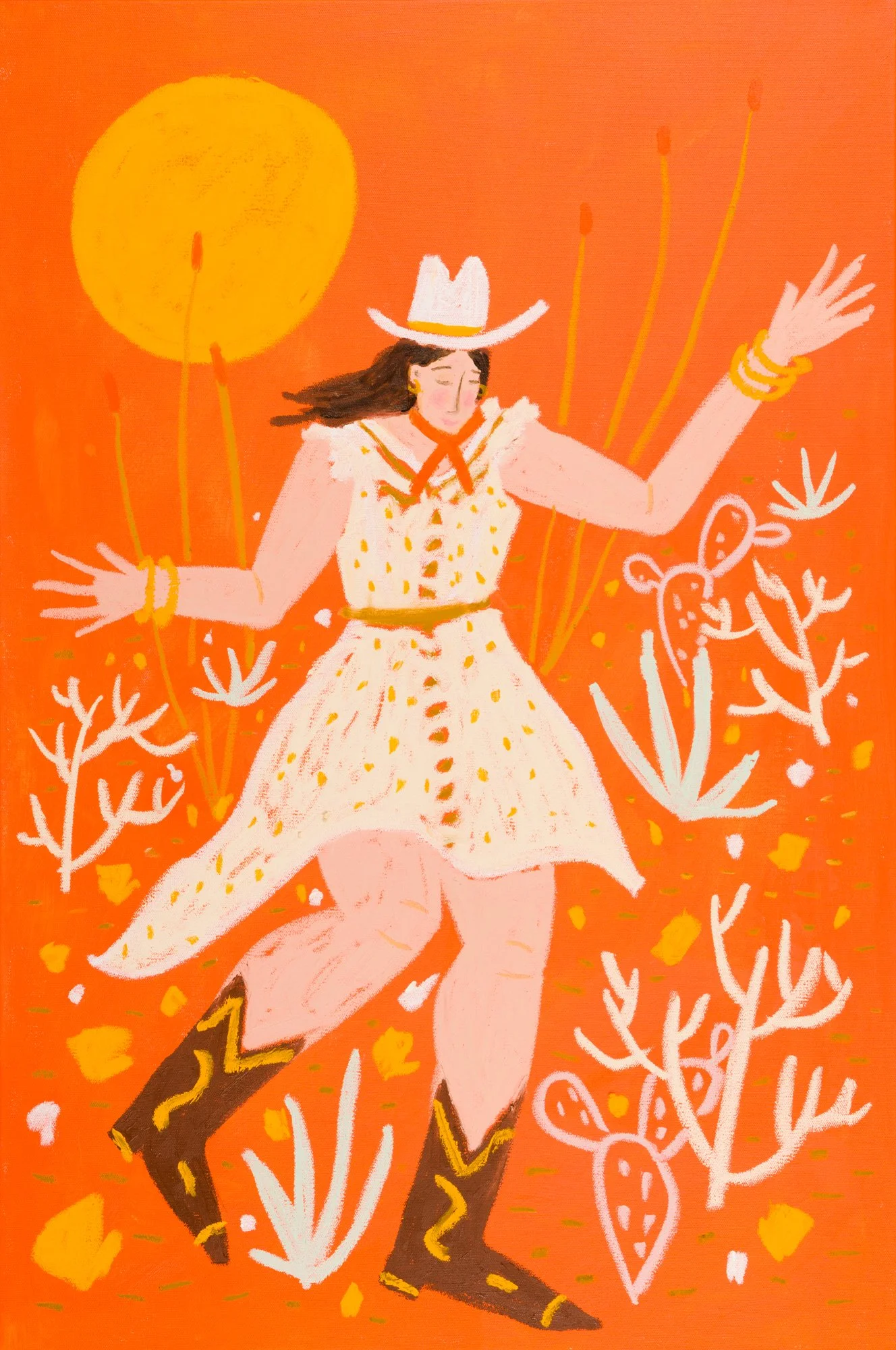 Melissa Lakey | Dancing in the Desert Sun | Acrylic & Oil Stick on Canvas | 36 x 24" | $2200