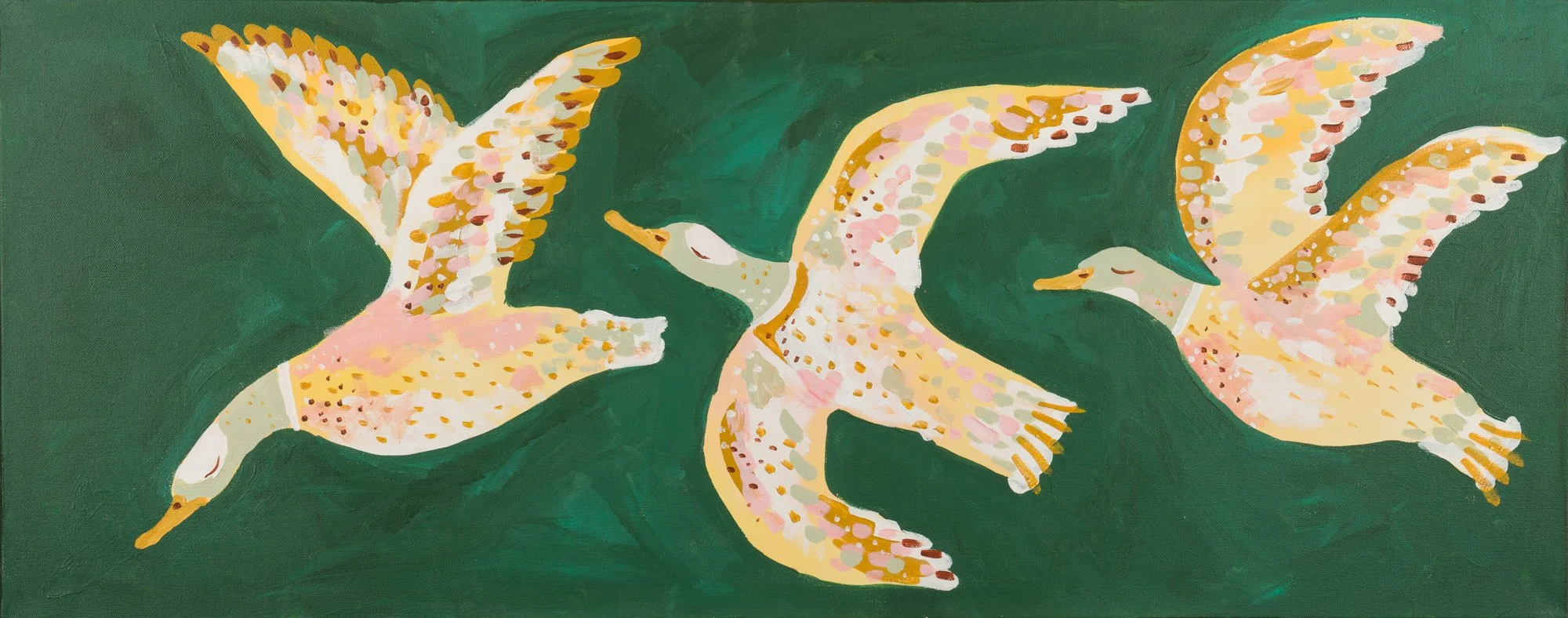 Melissa Lakey | Ducks in a Row | Acrylic & Oil Stick on Canvas | 16 x 40" | $1900 | SOLD
