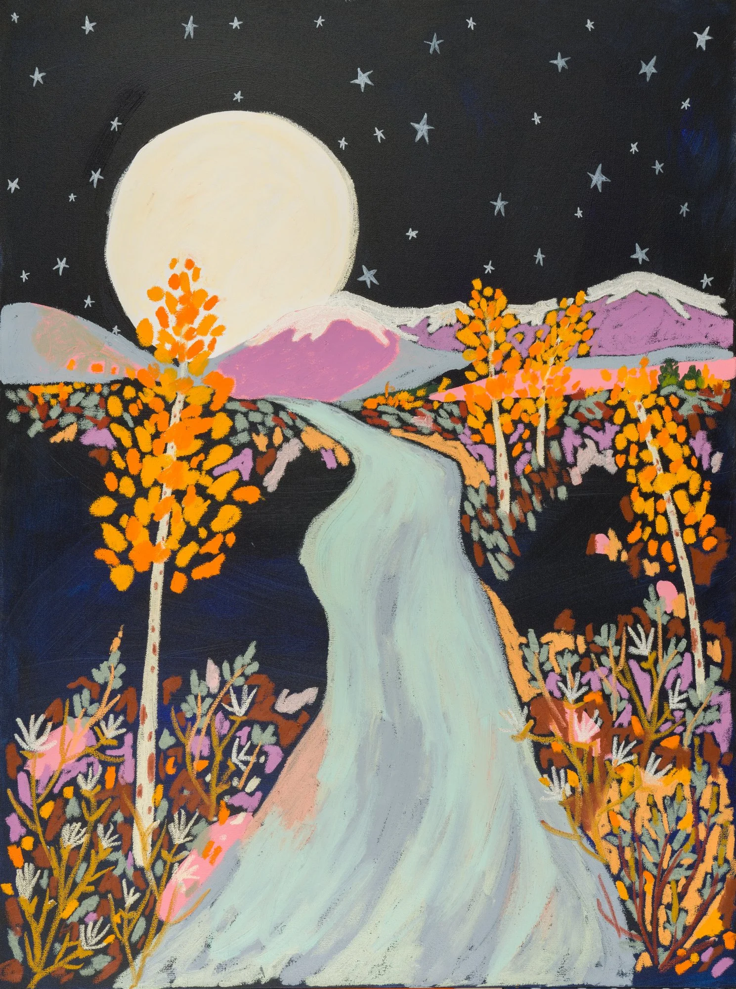 Melissa Lakey | Autumn Aspens | Acrylic & Oil Stick on Canvas | 36 x 24" | $2600