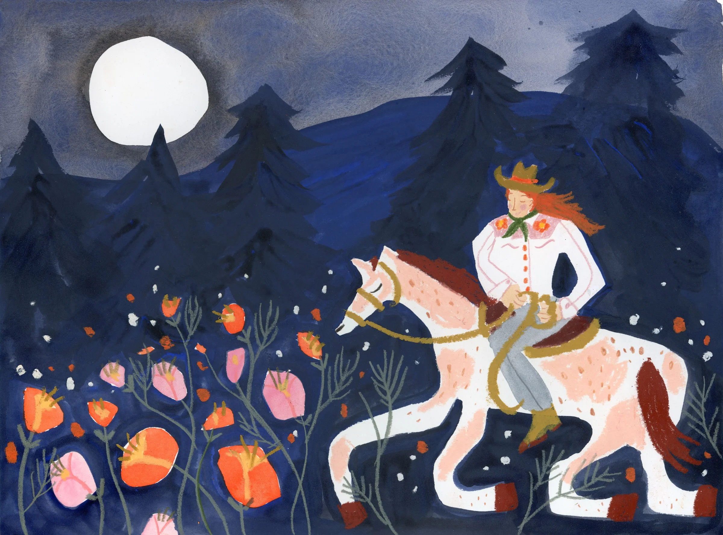 Melissa-Lakey-Riding-in-the-forest-flowers-12x16.jpg