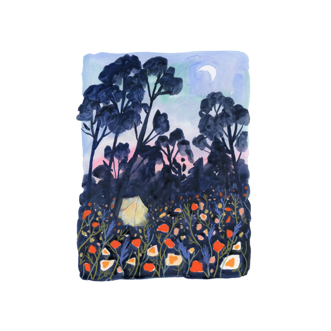 Camping in the Forest Flowers | Giclée Print | Melissa Lakey