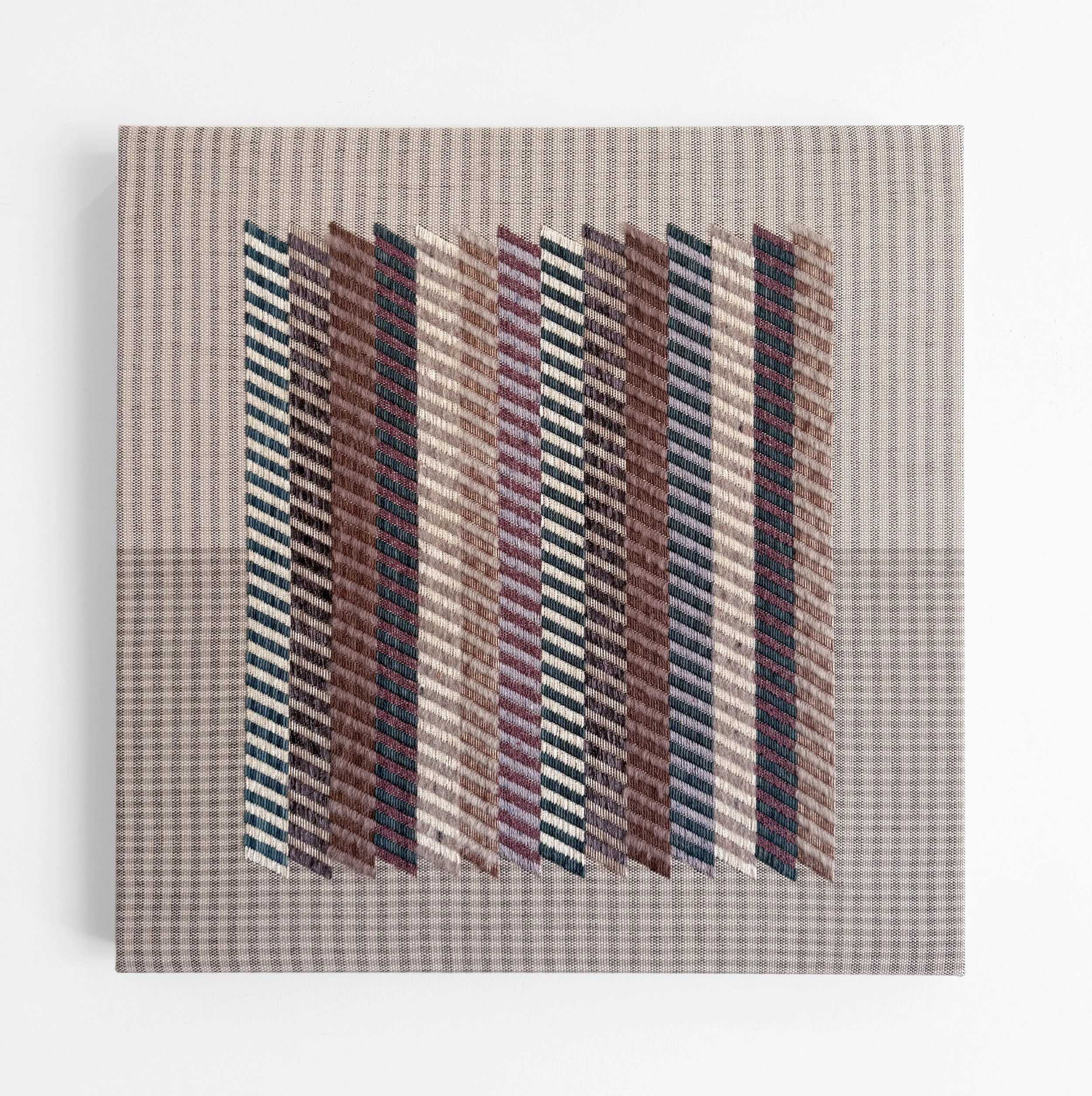 Megan Spielman | Tally V | Cotton, silk, wool, mohair, chenille | 24 x 24”
