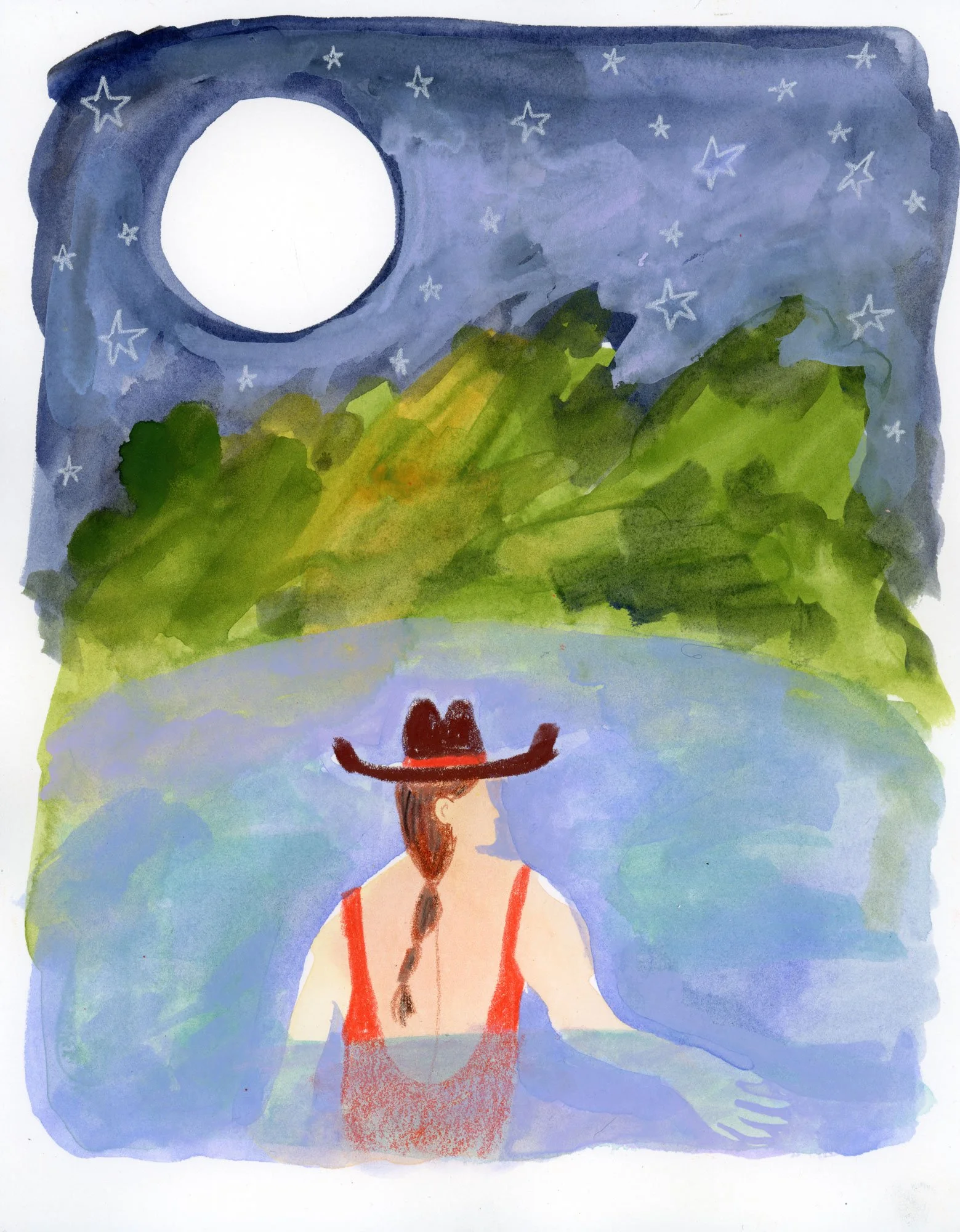 Melissa Lakey | Last Swim of Summer | Mixed Media on Paper (Framed) | 10 x 8" | $550