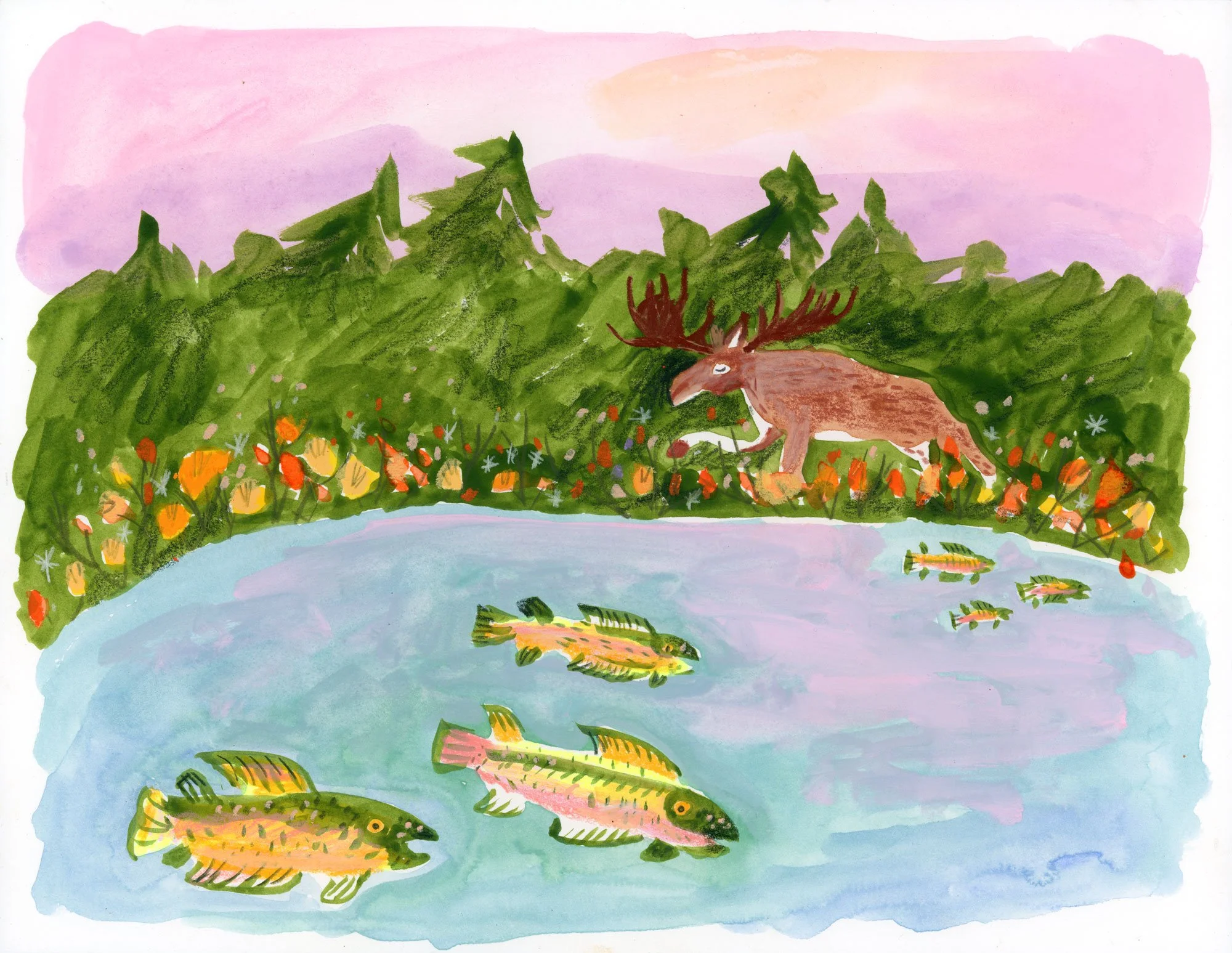 Melissa Lakey | Happy River | Mixed Media on Paper (Framed) | 11 x 14” | $800 | SOLD