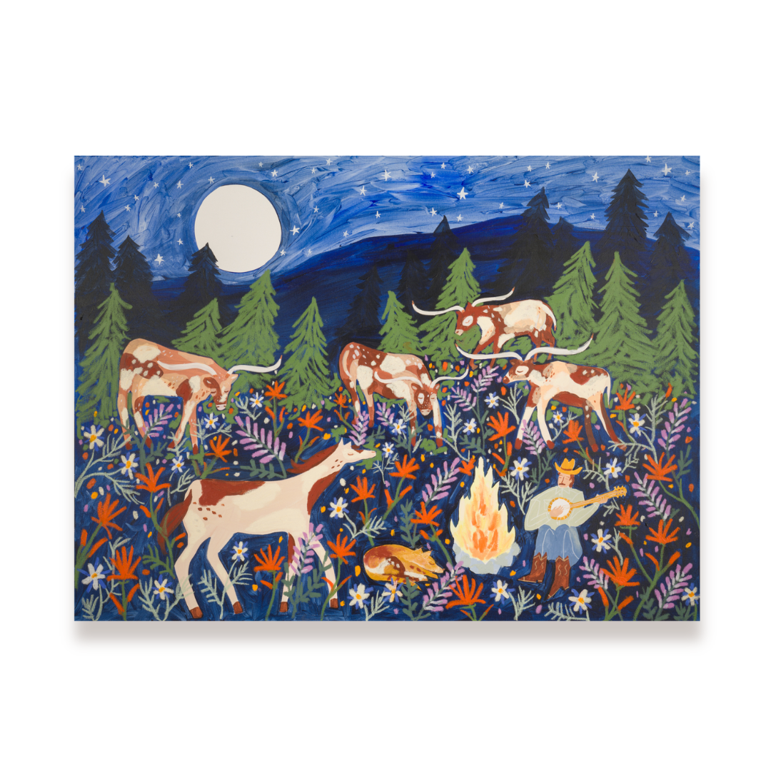 𝘓𝘶𝘭𝘭𝘢𝘣𝘪𝘦𝘴 𝘧𝘰𝘳 𝘓𝘰𝘯𝘨𝘩𝘰𝘳𝘯𝘴 · 36 x 48” · SOLD