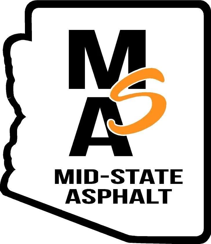 A logo for Mid-State Asphalt featuring the outline of the state of Nevada with bold black text 'MSA' and an orange 'S' overlaid, and the words 'MID-STATE ASPHALT' at the bottom.