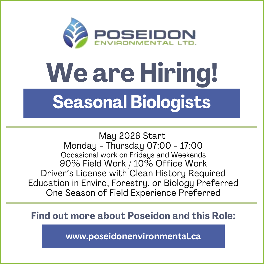 Hiring for the 2026 field season - Seasonal biologists
