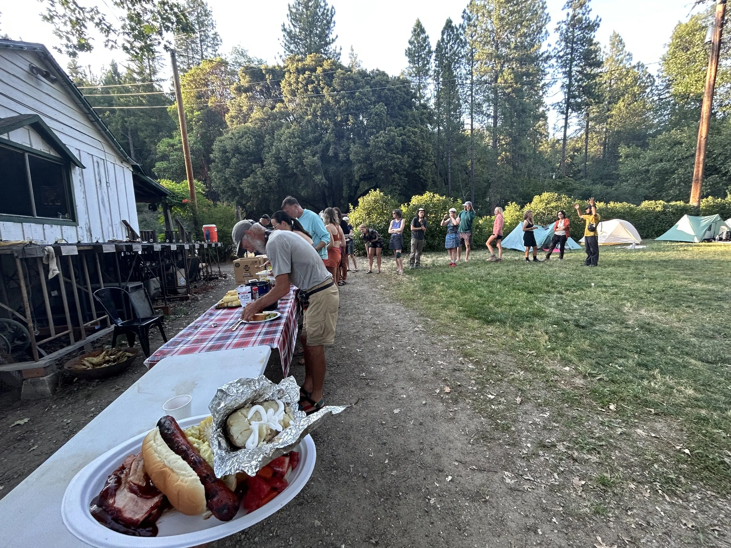 Lining up for dinner