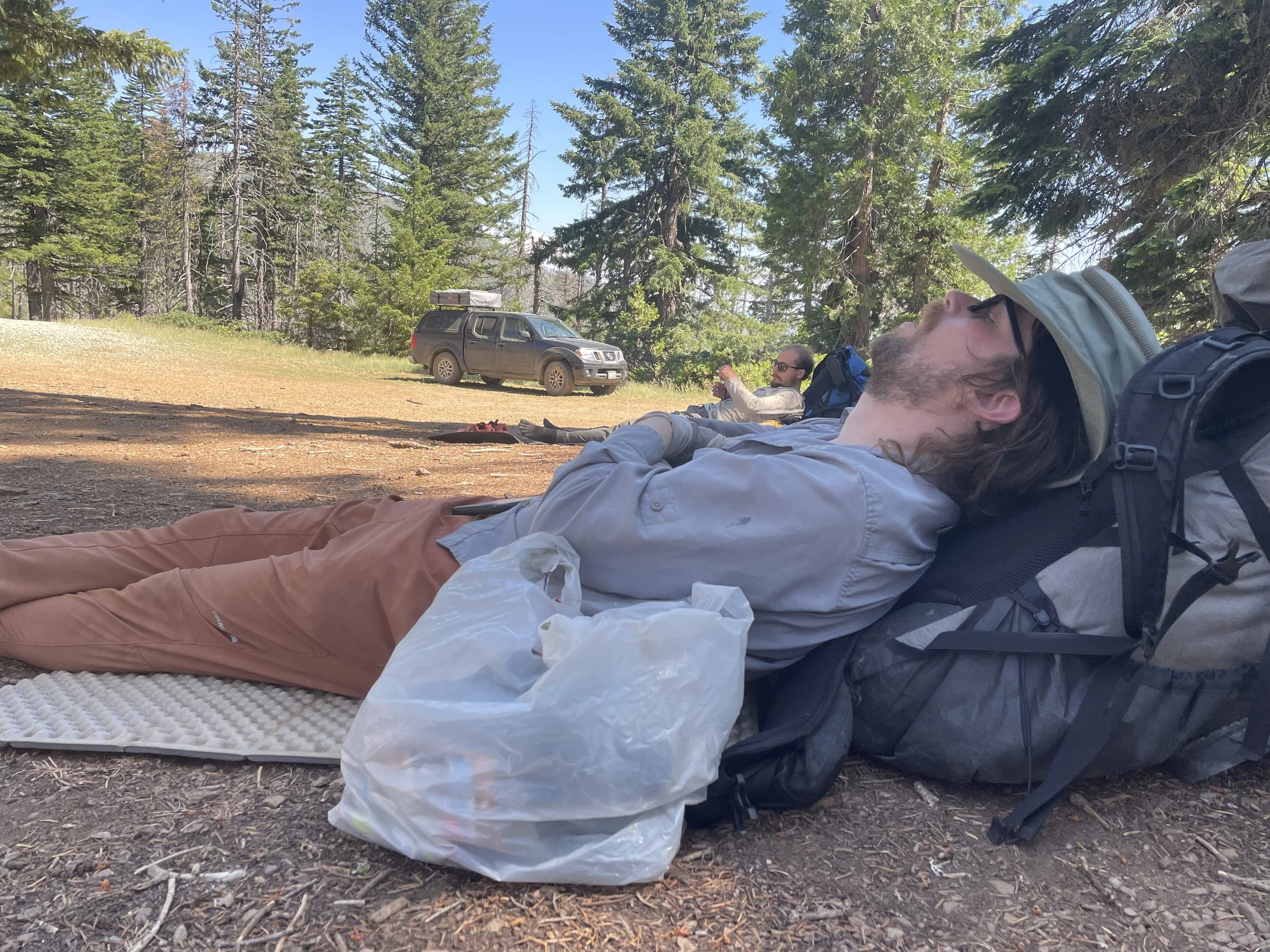 A well-earned nap at the top