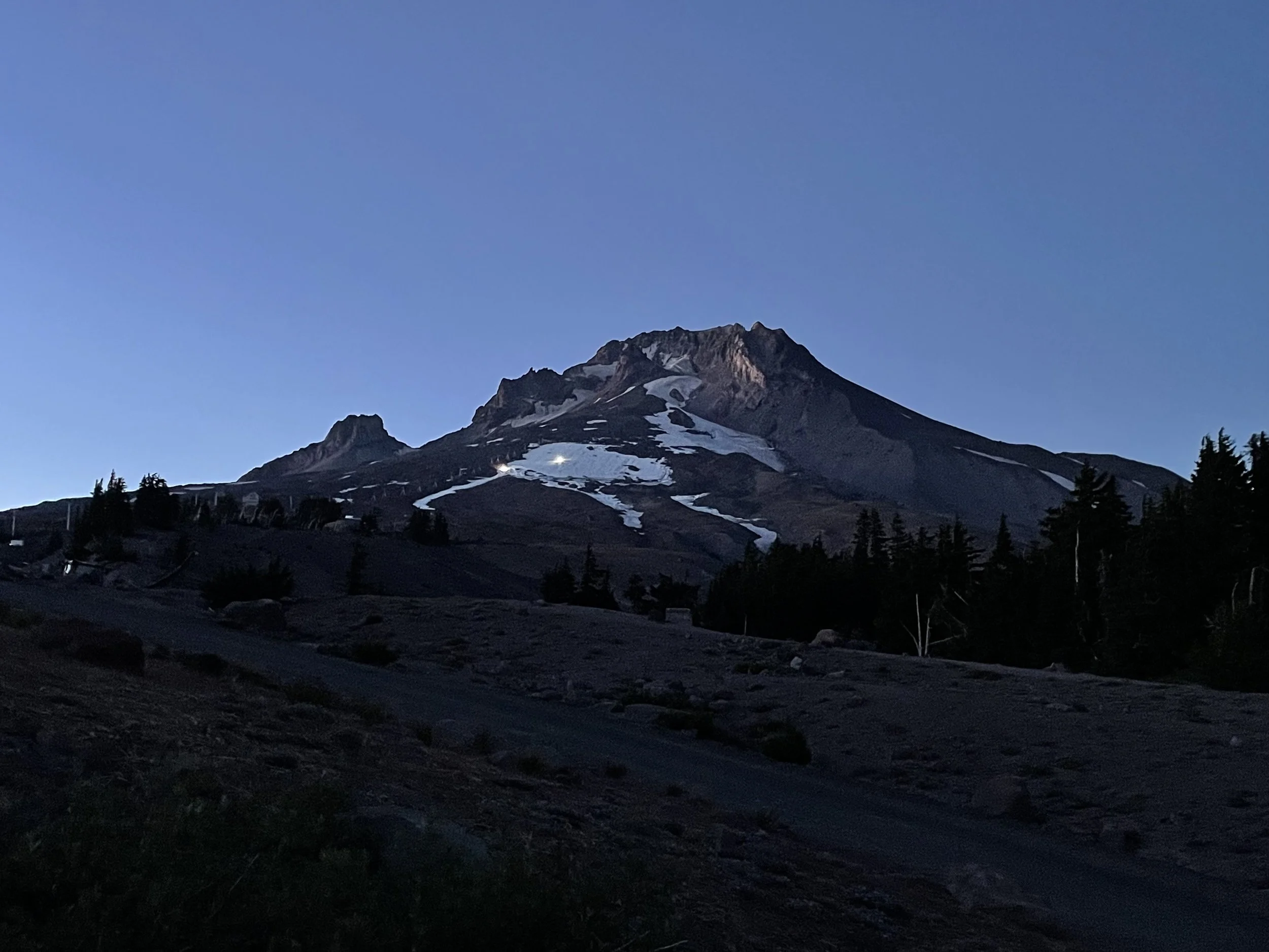 Mt. Hood the night before restarting trail