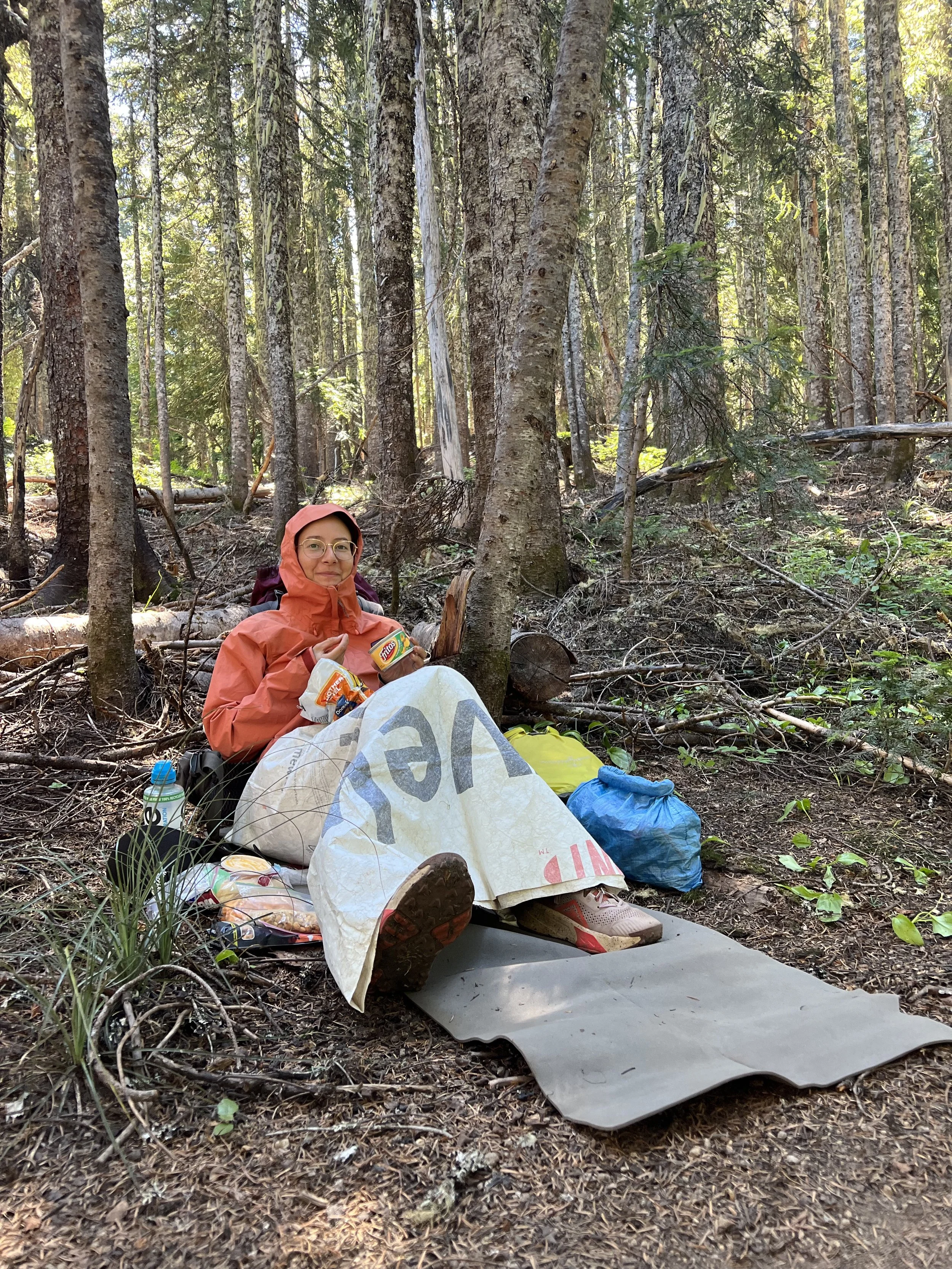 Covered up to avoid the mosquitoes and flies!