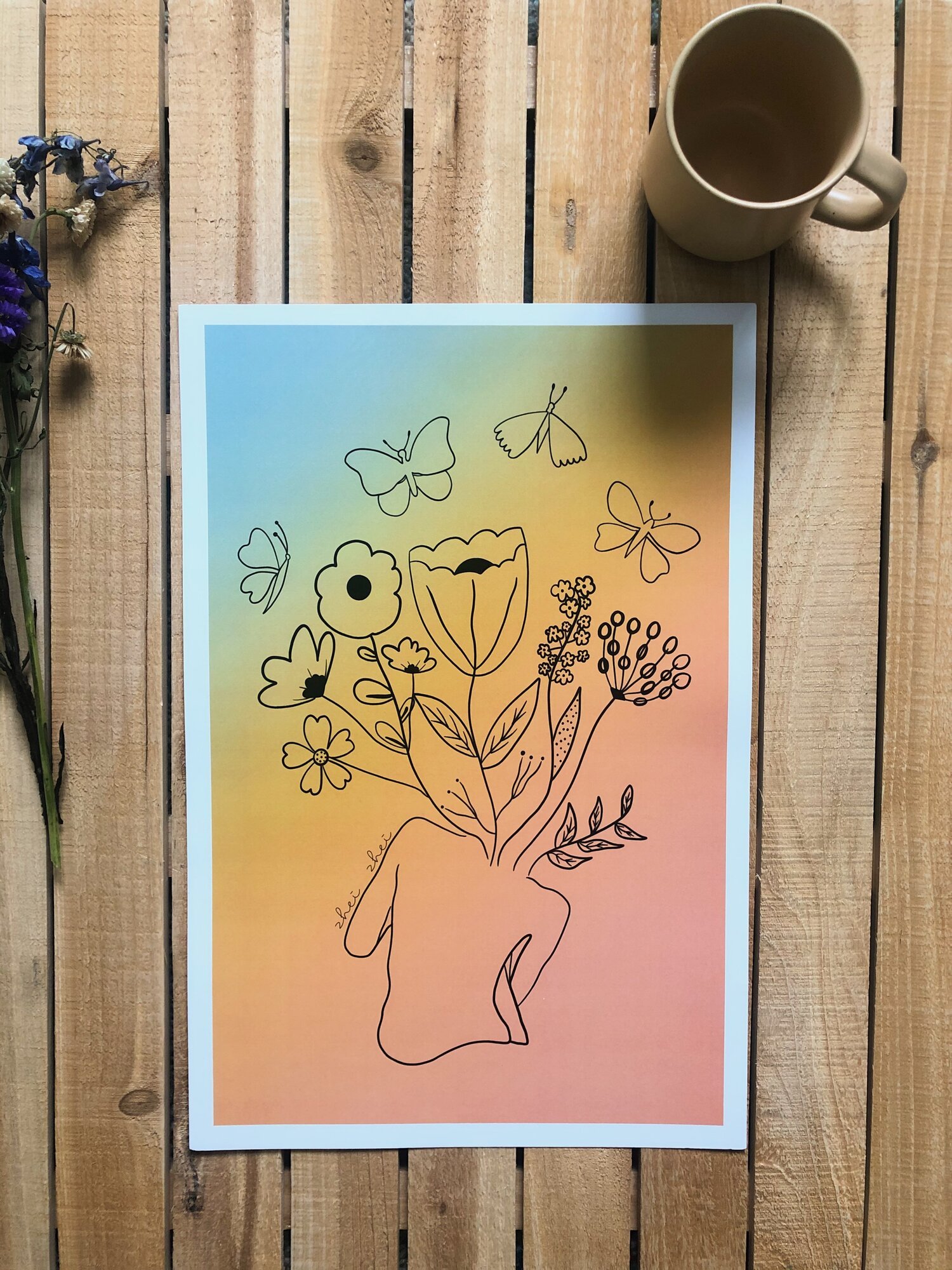 Flowers On Her Head Print - 12x18 in.
