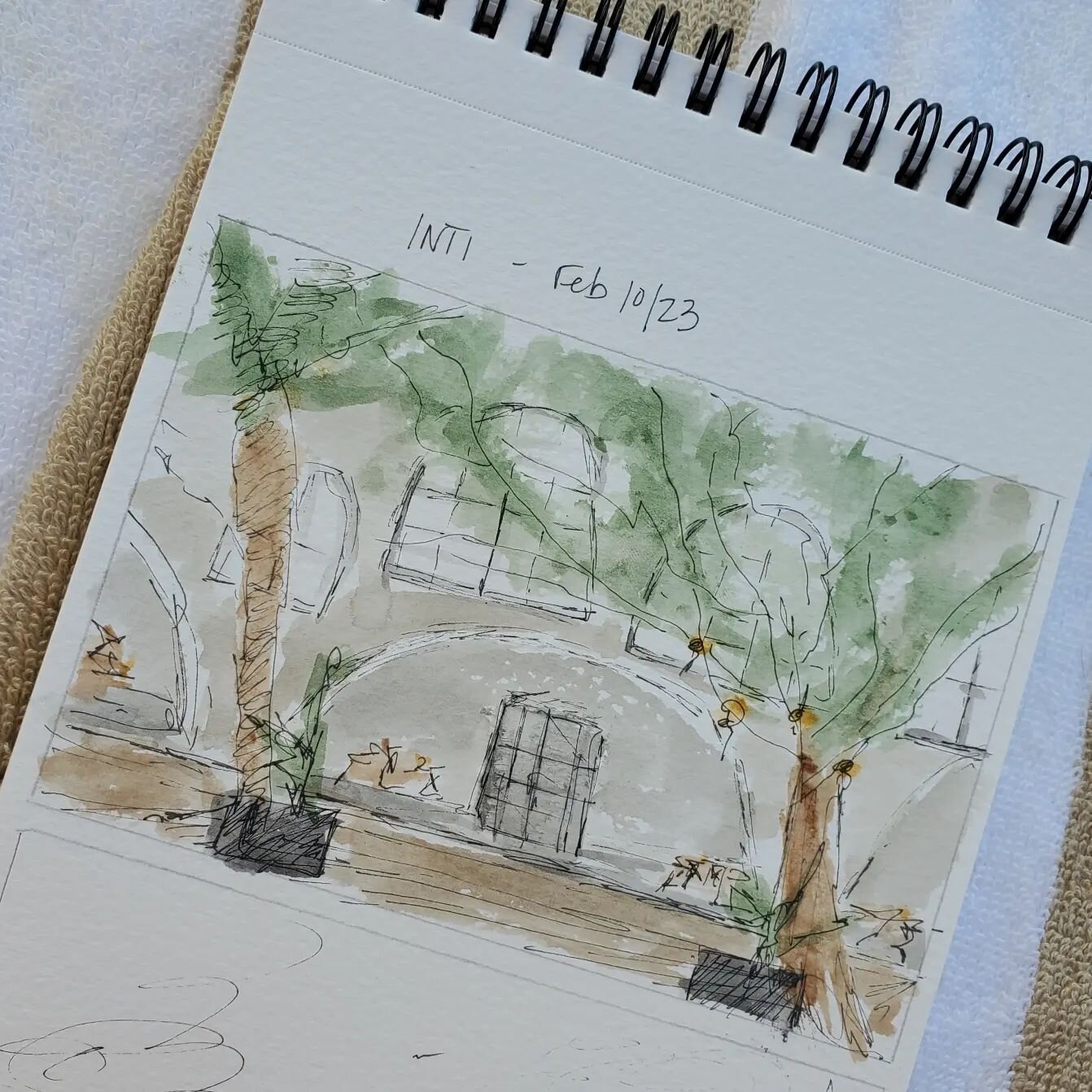 Swipe ➡️ for inspo pic for this little sketch. 

Mexico had the most beautiful restayrants tucked away in the side street with amazing trees, vines and architecture. Still seeing a lot of it coming through in my current work.