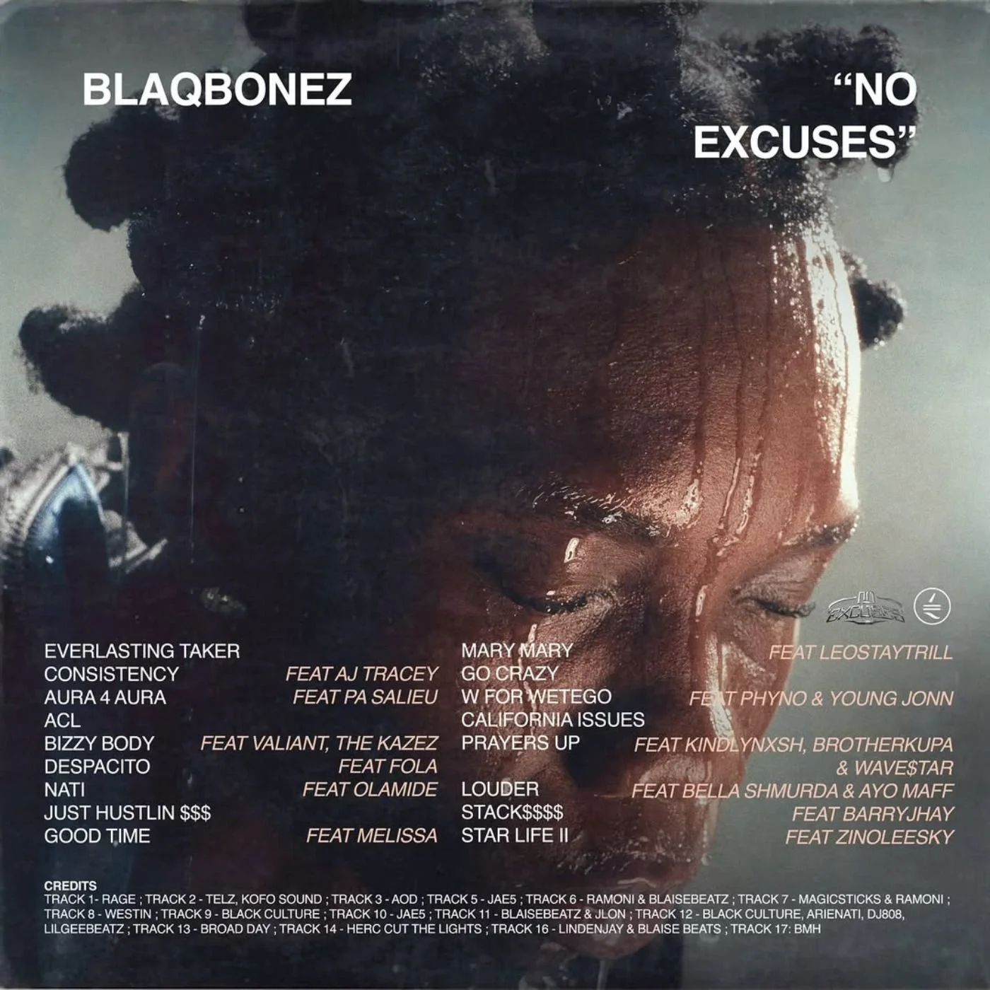 "No Excuses" Track listing back cover 