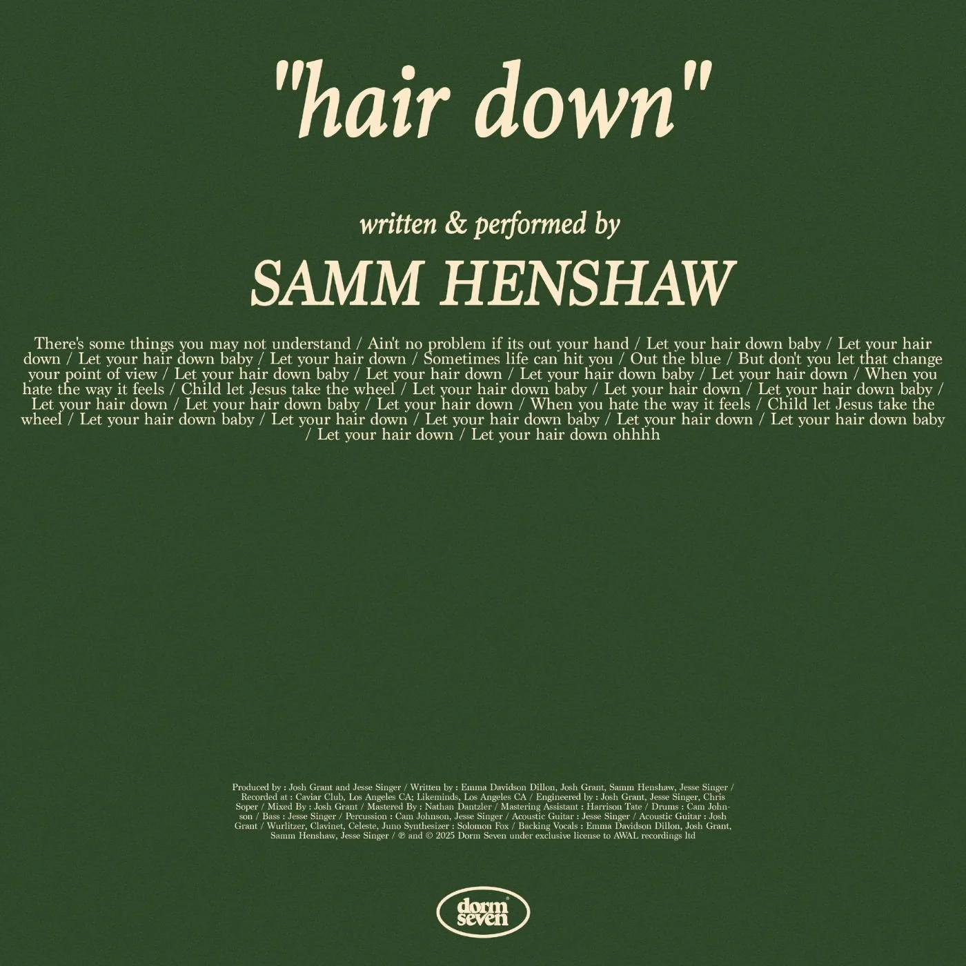 "hair down" single cover art