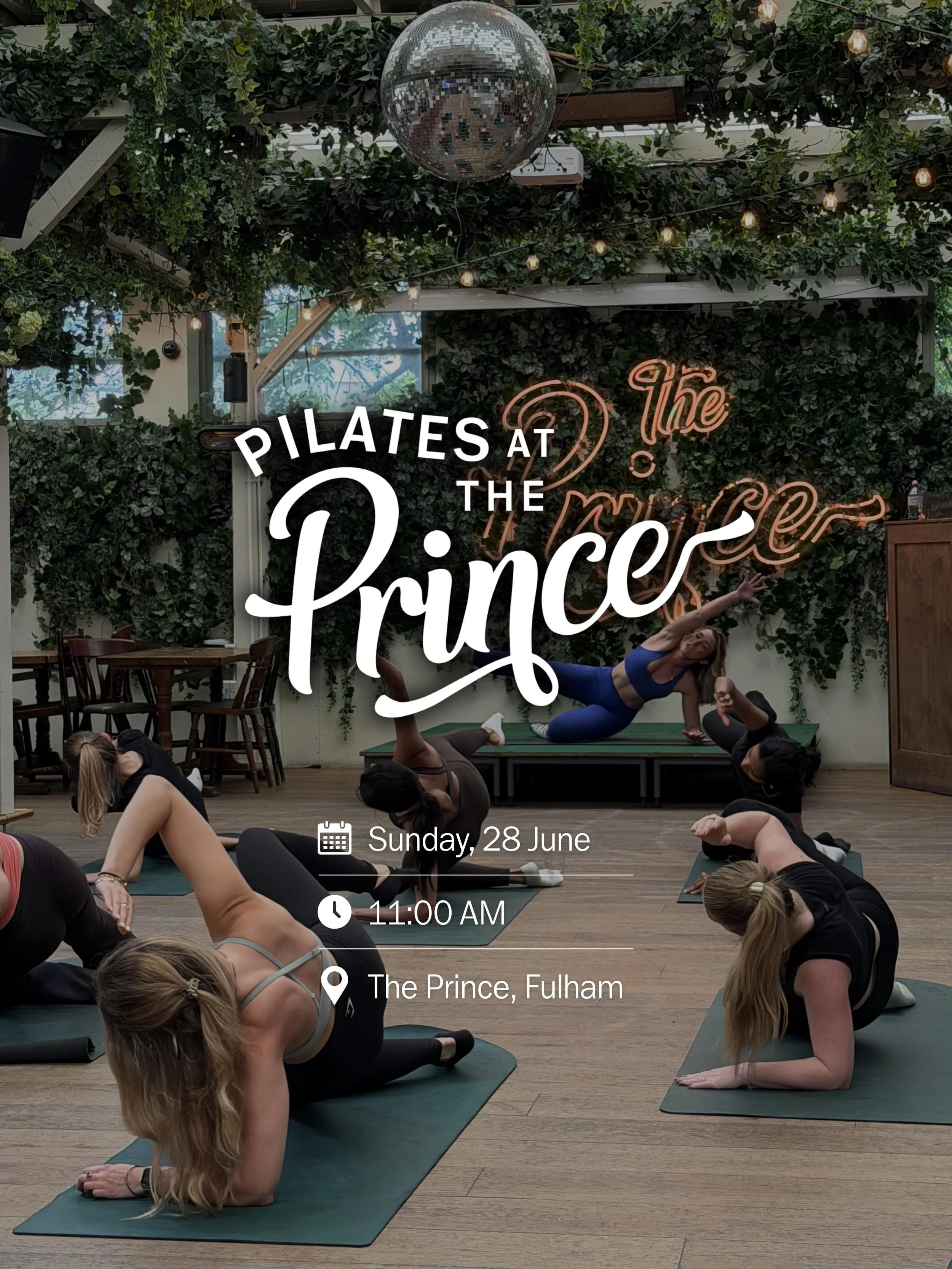 Your Sunday just got an upgrade 🤸&zwj;♂️✨ at @theprincelondon 

Join us on Sunday 28th June at 11 AM for our signature Mat Sculpt with @sophwestwood_  at Pilates at The Prince with a live DJ 🎶🎧

Each ticket includes an iced coffee or matcha by @ca