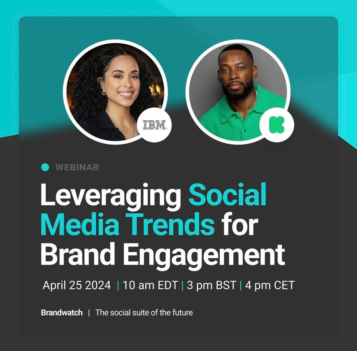 Mark your calendars! Let's chat social with @brandwatch, shall we? 🗓️

Join @millietoro and @brandonsmithwrick 🧠 this Thursday 4/25 to take a look at the latest social media trends. We'll cover how to find the great balance between trending, brand 