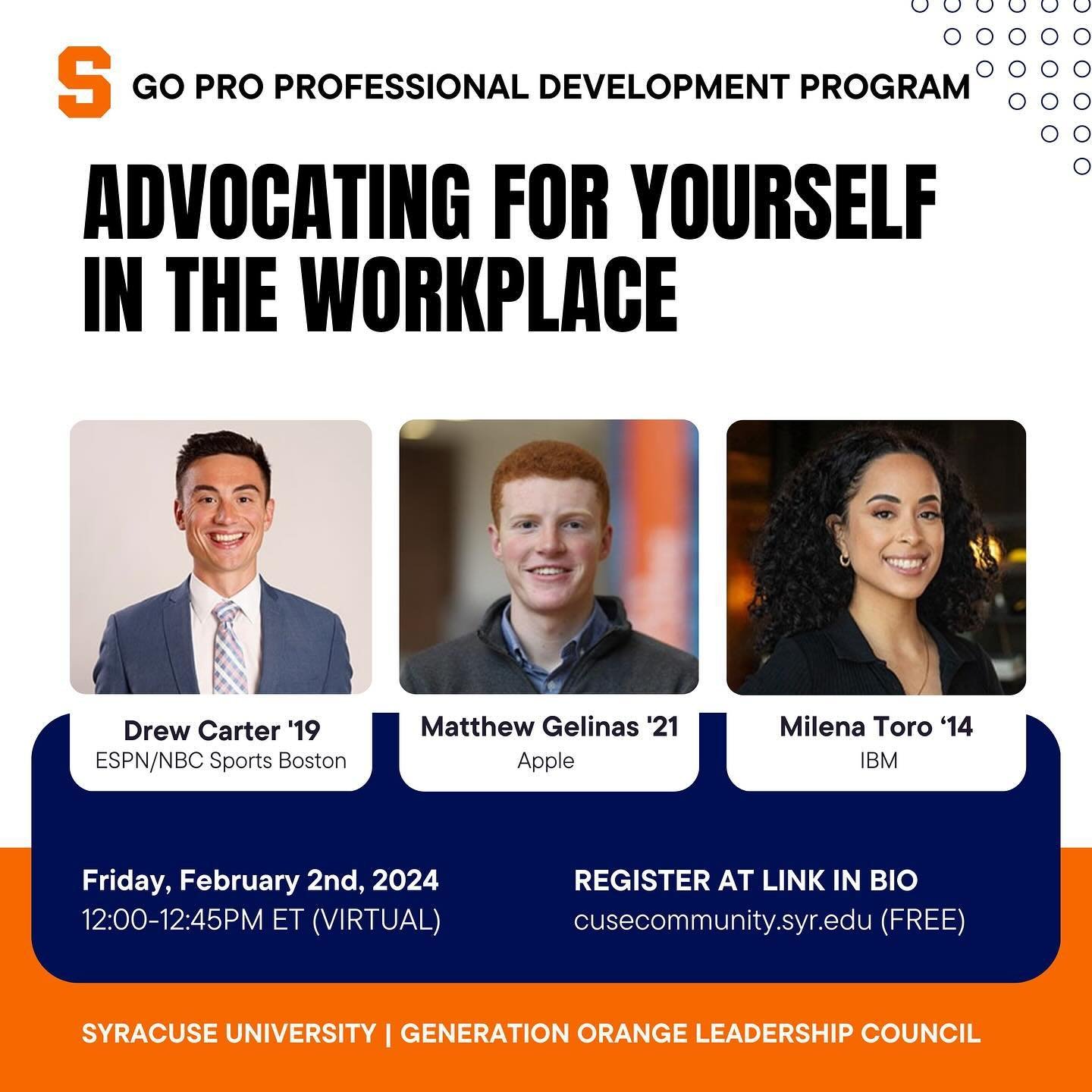 Tomorrow 2/2 join me and my fellow 'Cuse for a discussion panel about work-life balance and advocacy in the workplace 👩🏽&zwj;💻🍊

Thank you @syracuseu @newhousesu Generation Orange Leadership Council for having me. I'm looking fwd to this chat! 


