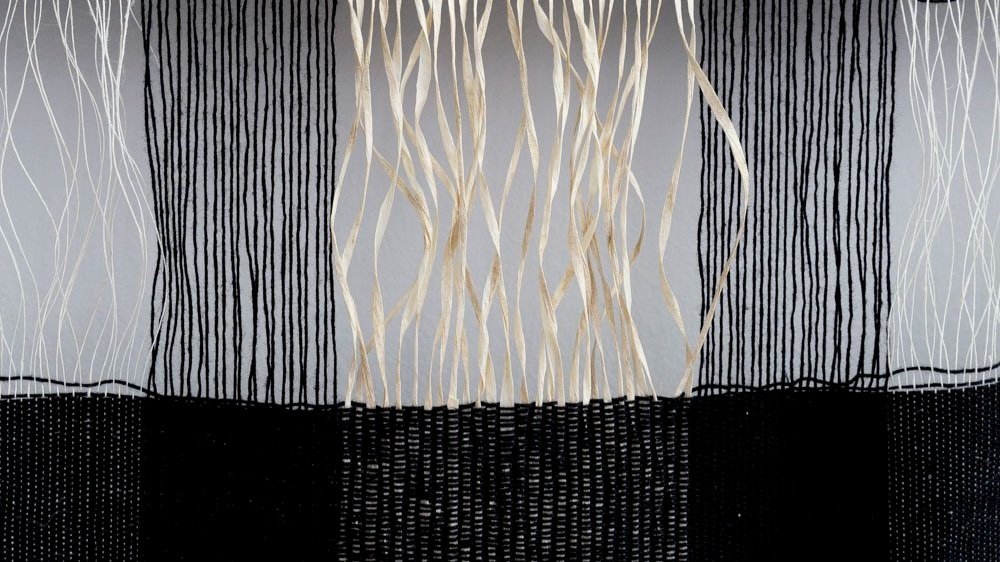 paper yarn handwoven white and black