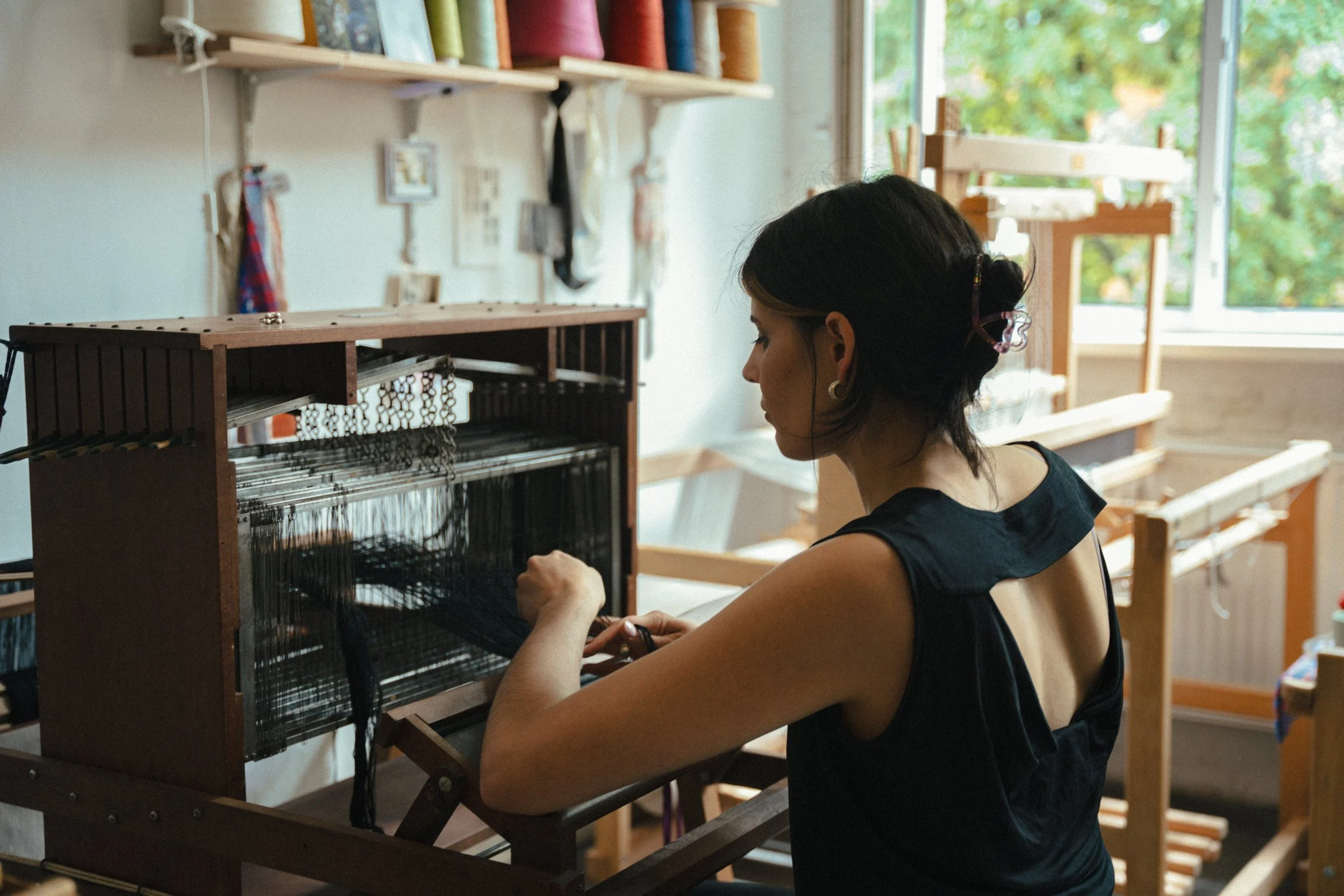 Julia Buntzel weaving studio pattern loom