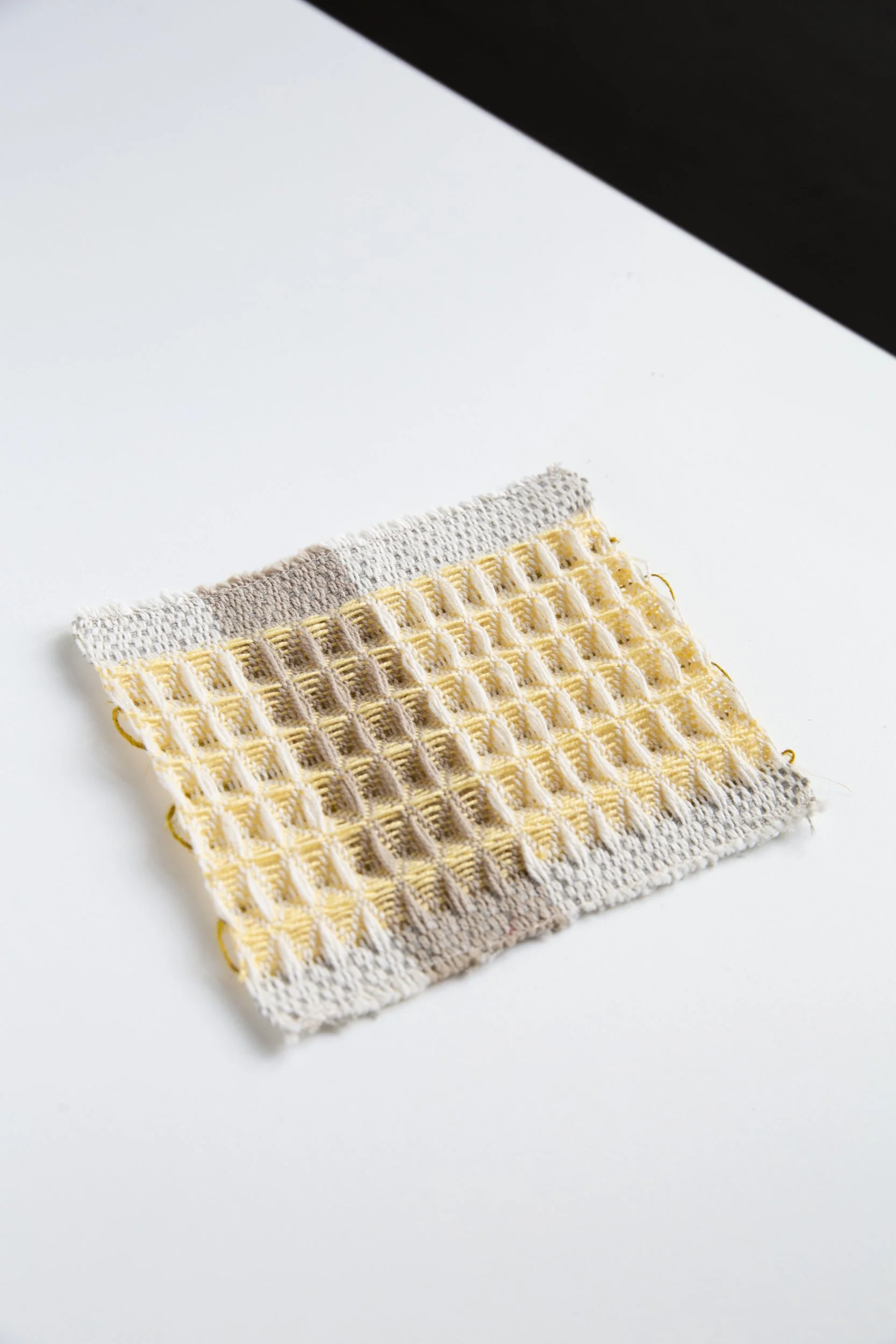 Waffle Honeycomb Weave yellow brown white
